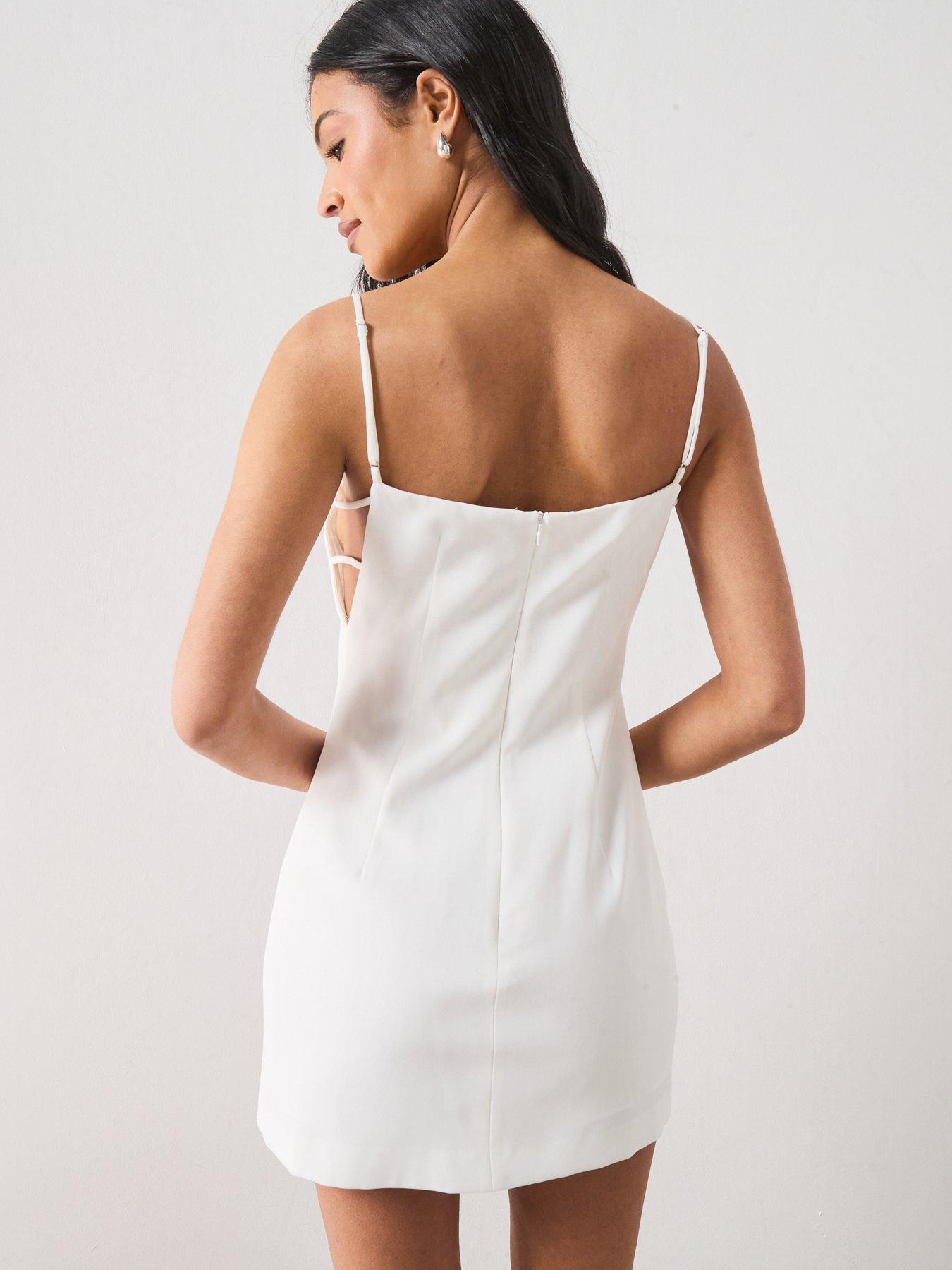 Image 2 of 6 of Mango Starring Hailey Bieber Short Dress With Side Slits - White