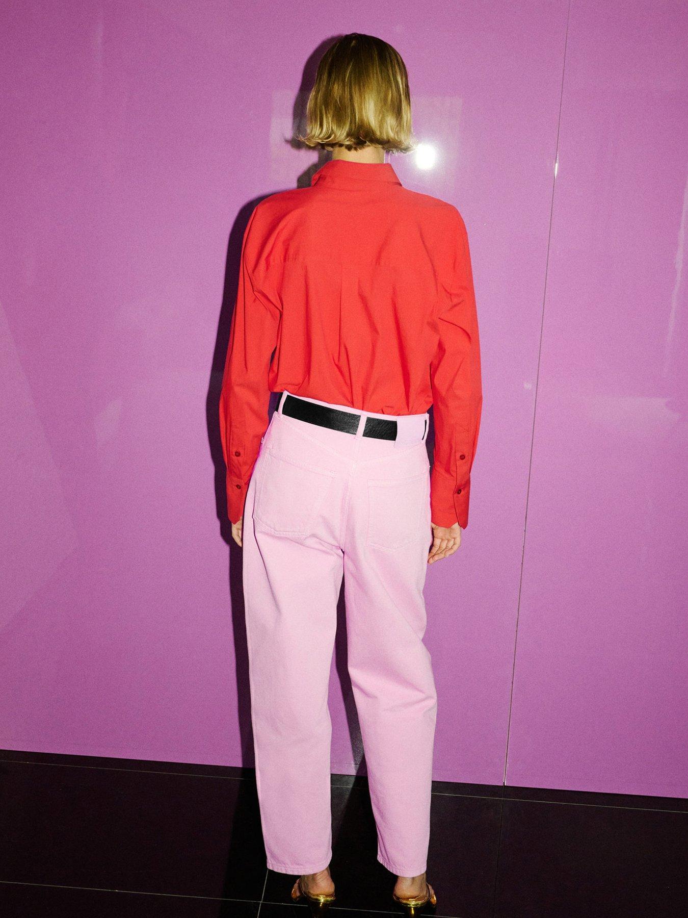 Image 2 of 6 of Mango Starring Hailey Bieber High-Waisted Mom-Fit Jeans - Lilac