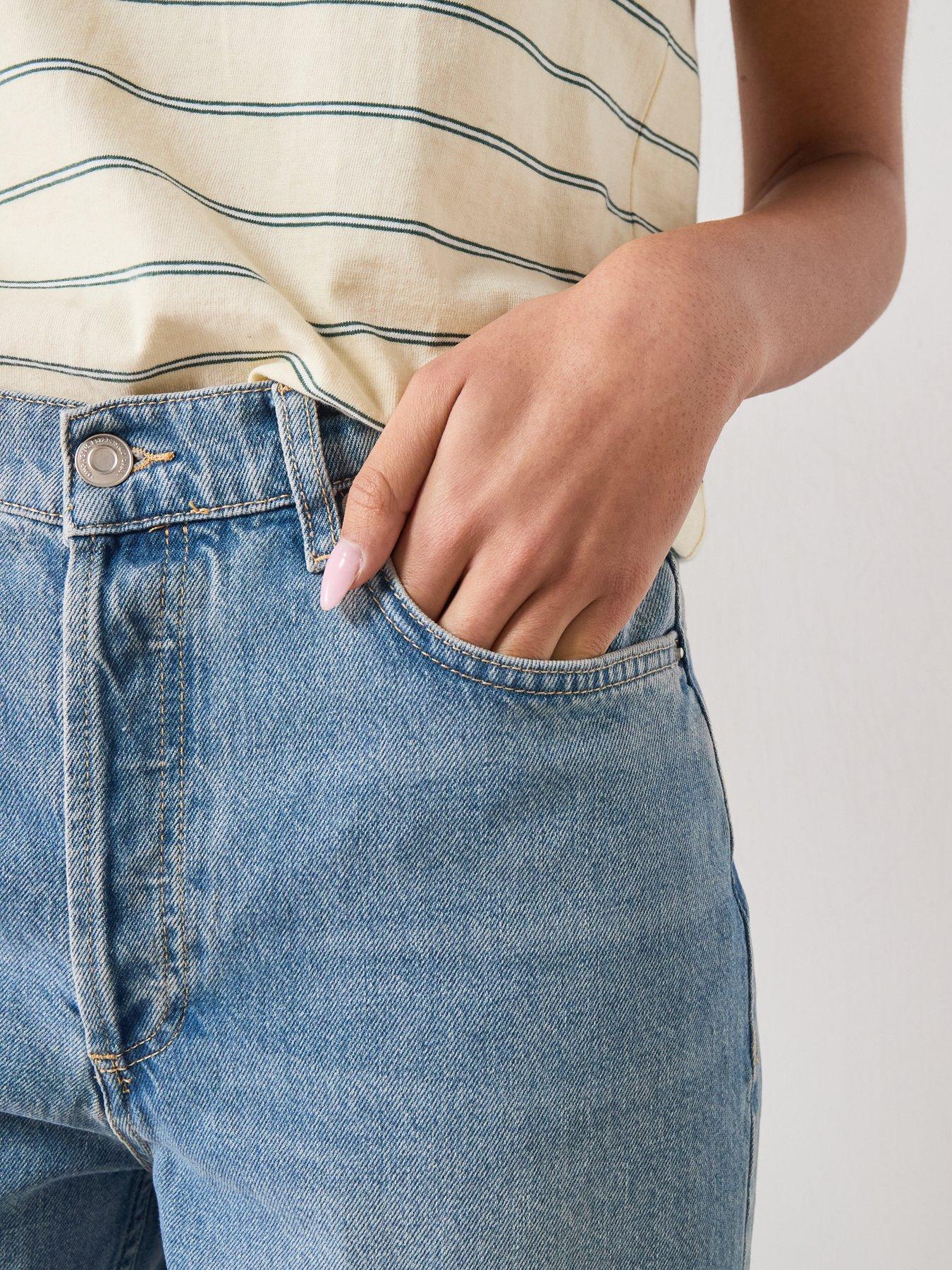 Image 6 of 6 of Mango Starring Hailey Bieber High-Waisted Mom-Fit Jeans - Blue
