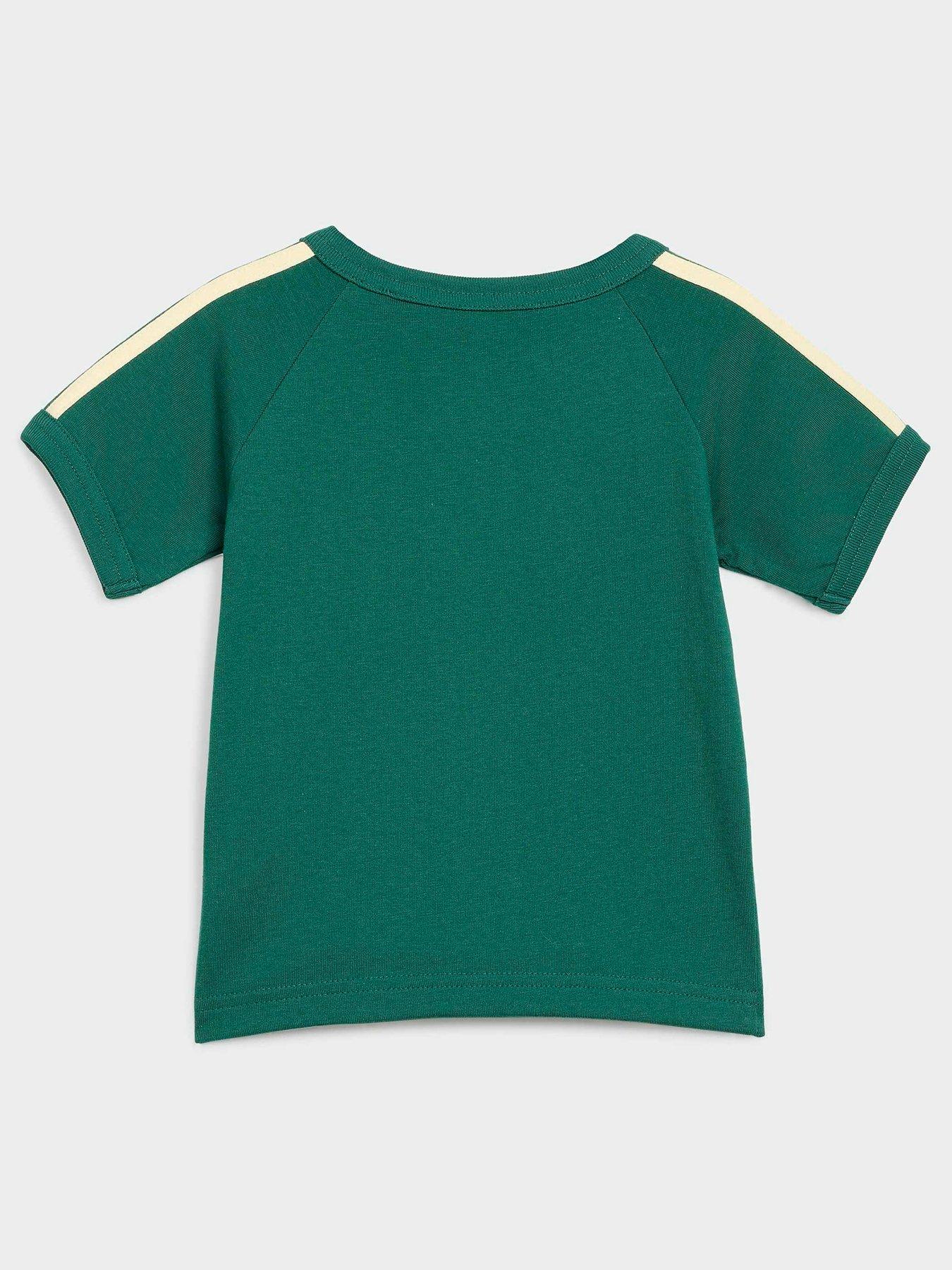 Image 2 of 6 of adidas Originals Infant 3 Stripe T-Shirt and Shorts Set - Green