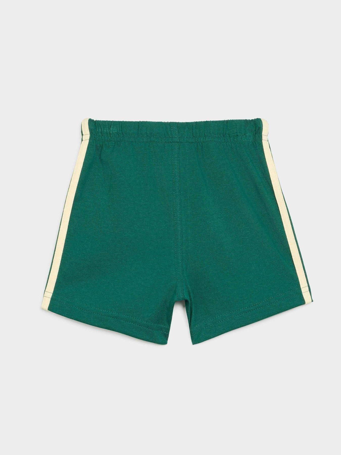 Image 3 of 6 of adidas Originals Infant 3 Stripe T-Shirt and Shorts Set - Green