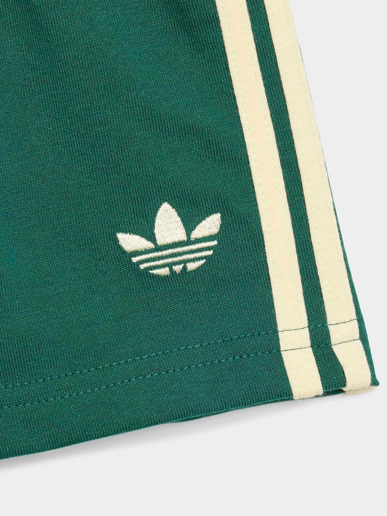 Image 6 of 6 of adidas Originals Infant 3 Stripe T-Shirt and Shorts Set - Green
