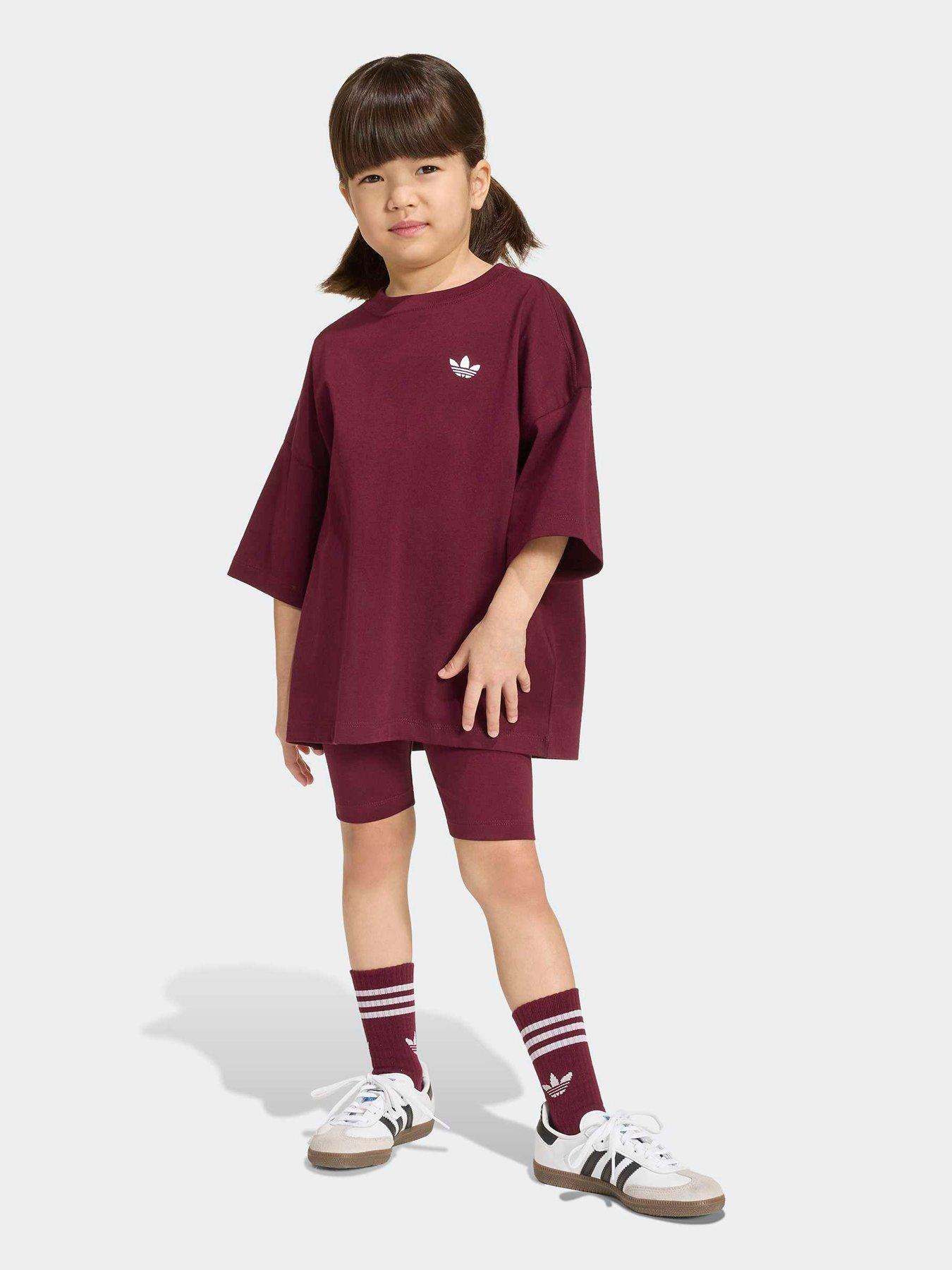 adidas Originals Kids Tee Cycling Short Set - Burgundy - Dark Red