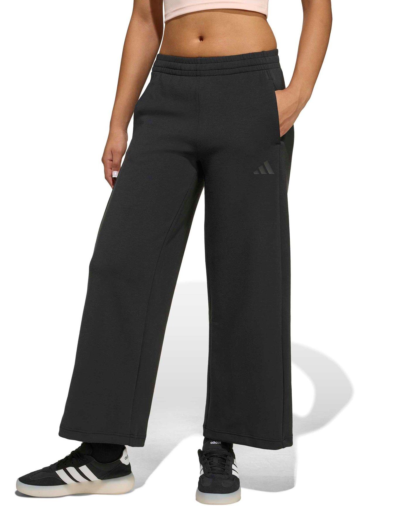 Adidas Sportswear Junior Girls Wide Leg Joggers - Black