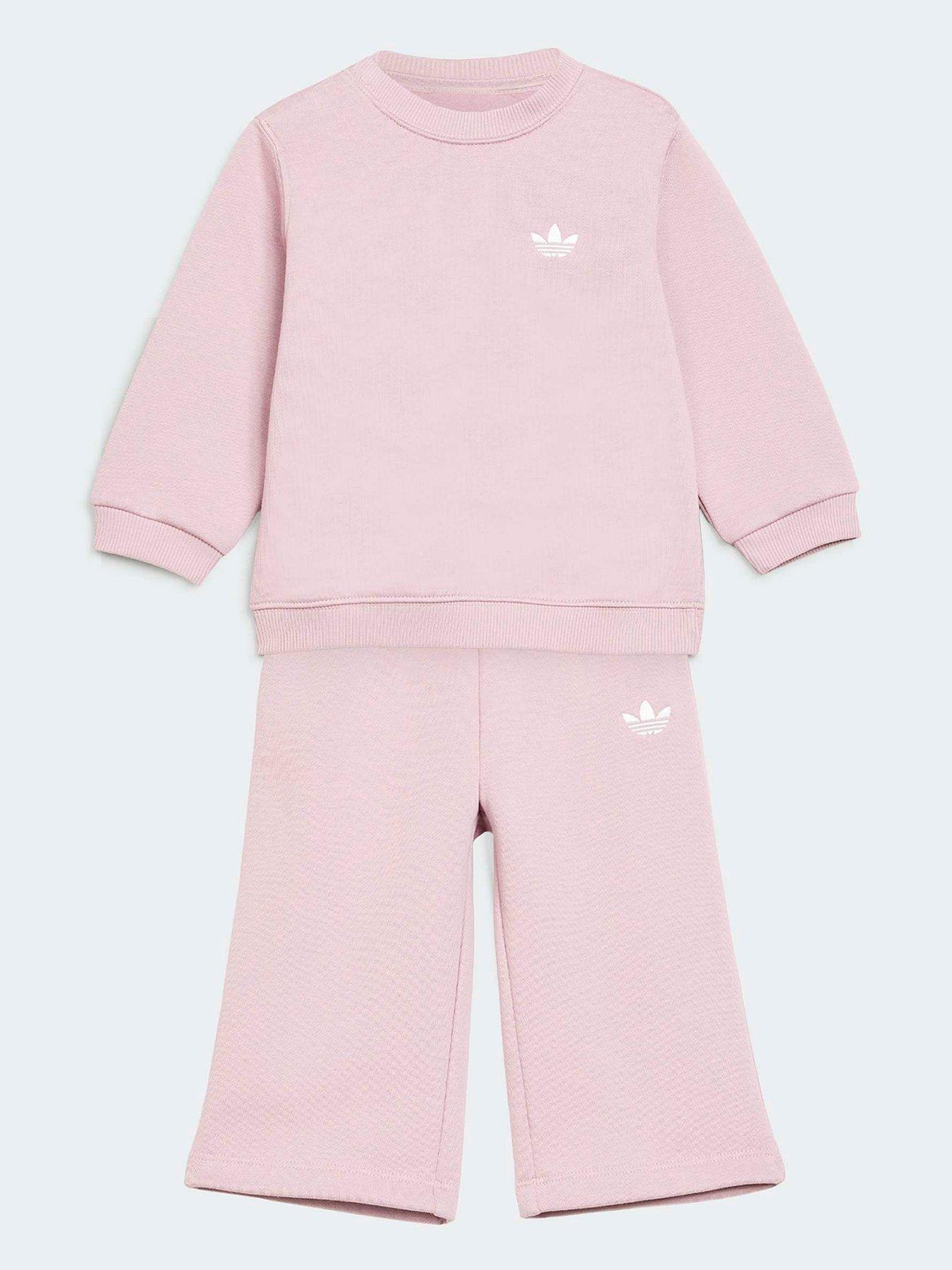 Image 1 of 6 of adidas Originals Girls Crew Pants Set - Pink