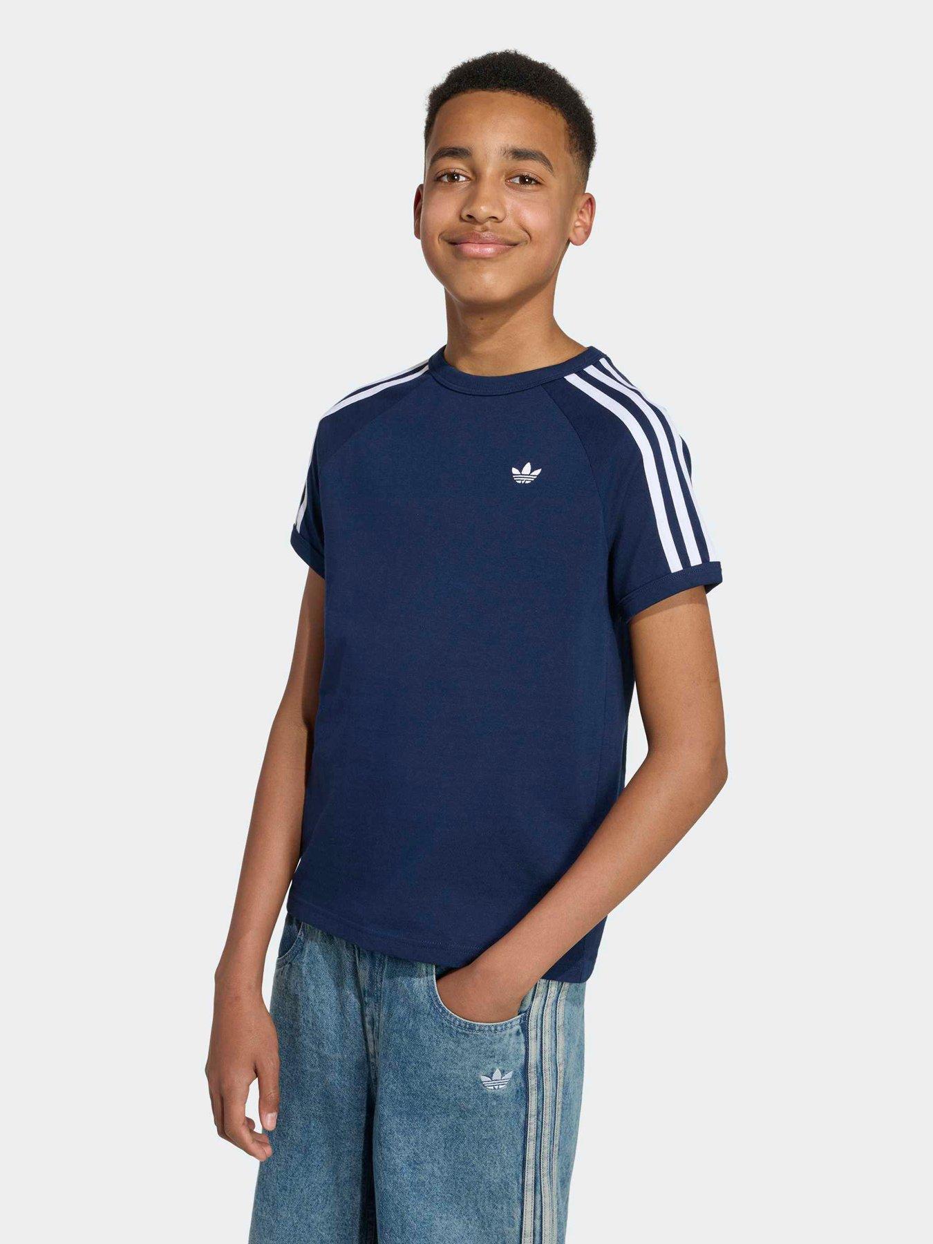 adidas Originals Junior 3 Stripe Tee - Blue