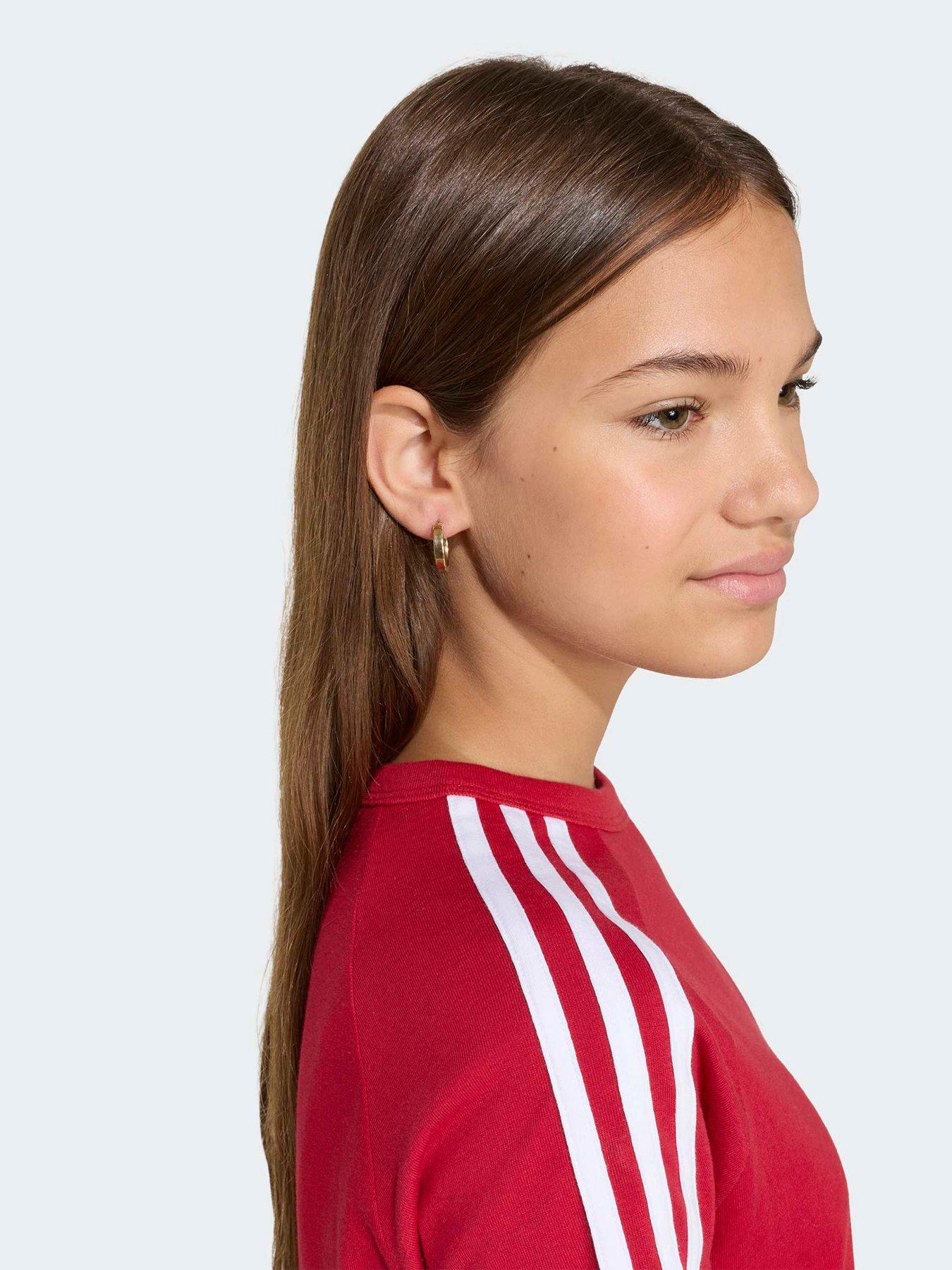 Image 6 of 7 of adidas Originals Junior 3 Stripe Tee - Burgundy - Dark Red