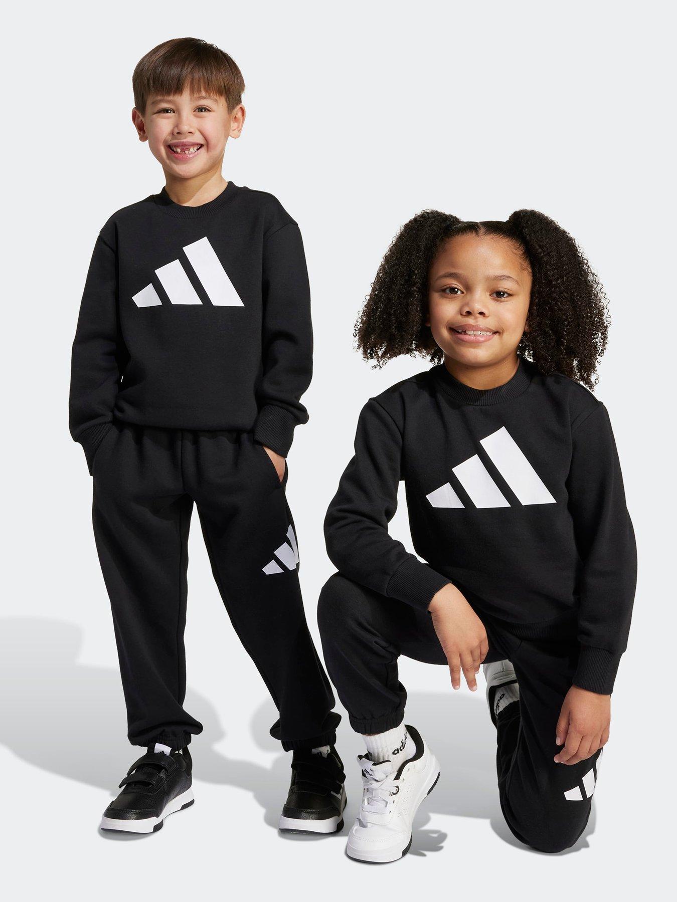 adidas Sportswear Kids' Fleece Jogger Set with Logo Sweatshirt - Black