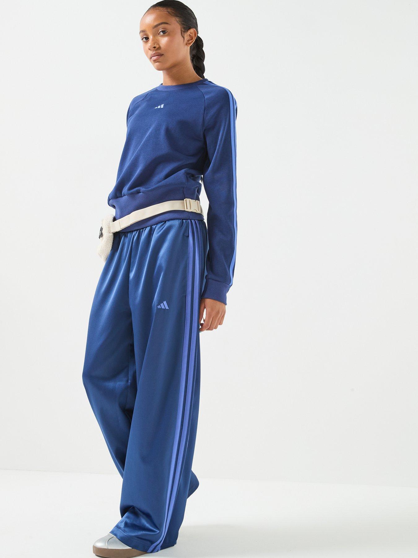Image 3 of 6 of adidas Sportswear Junior Girls Satin Wide Leg Pant - Blue
