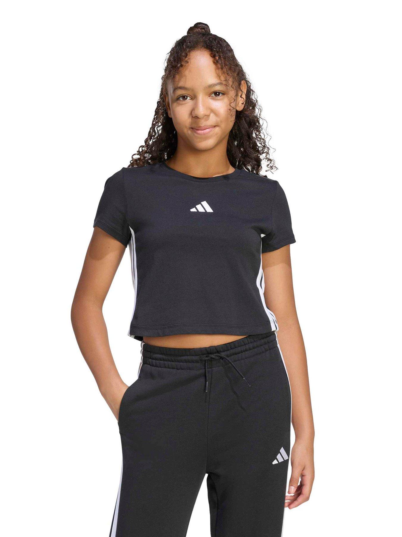 Image 1 of 5 of adidas Sportswear Junior 3 Stripe Baby Tee - Black