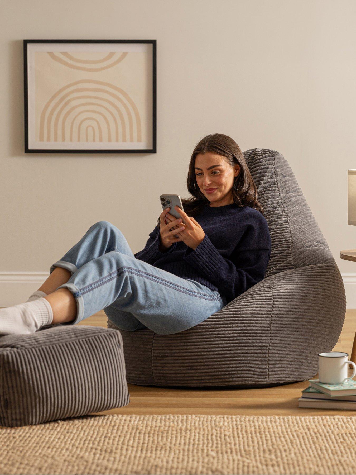 Image 3 of 6 of Icon Beanbags Dalton Cord Recliner Bean Bag and Pouffe