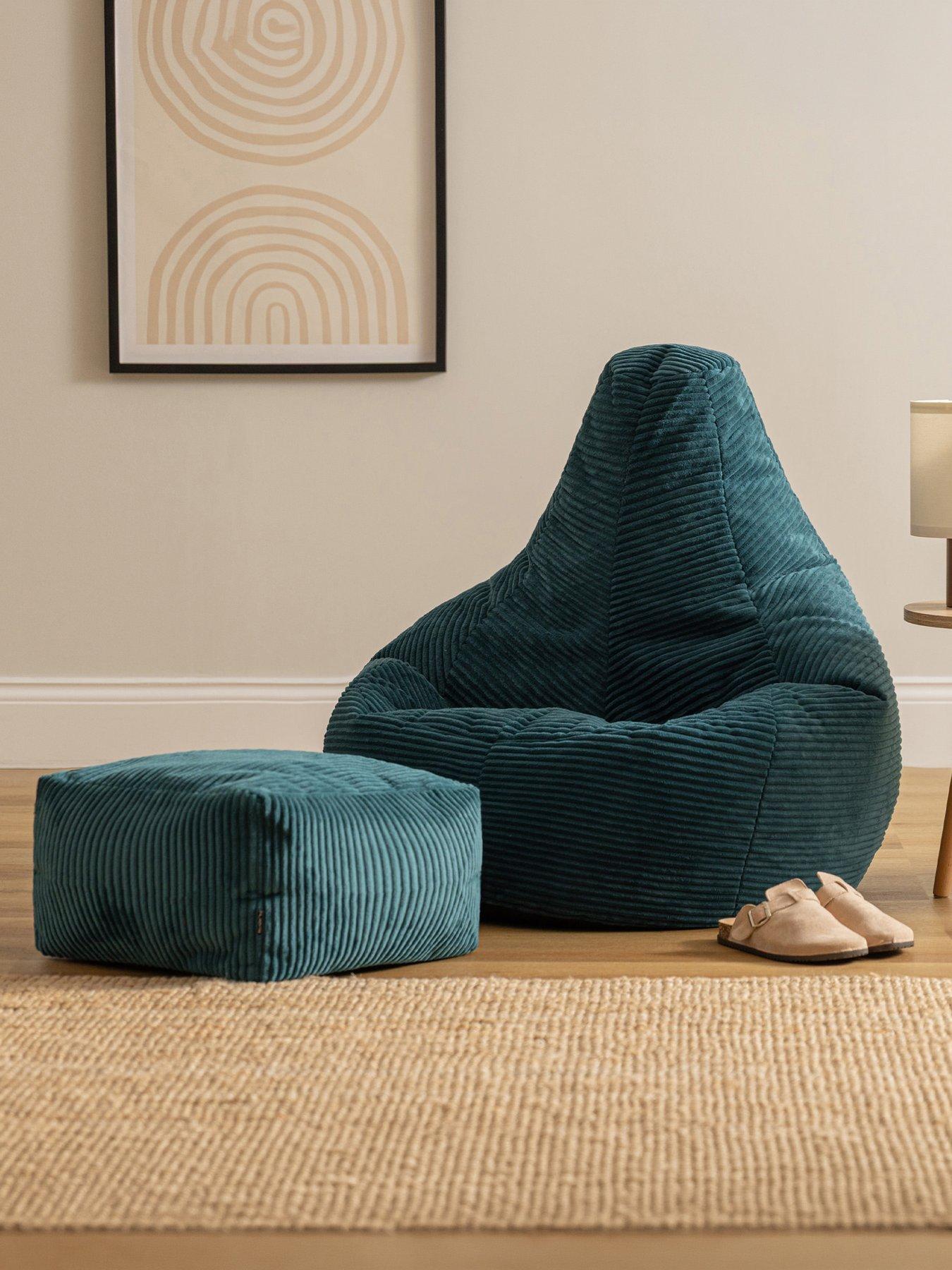 Icon Beanbags Dalton Cord Recliner Bean Bag and Pouffe