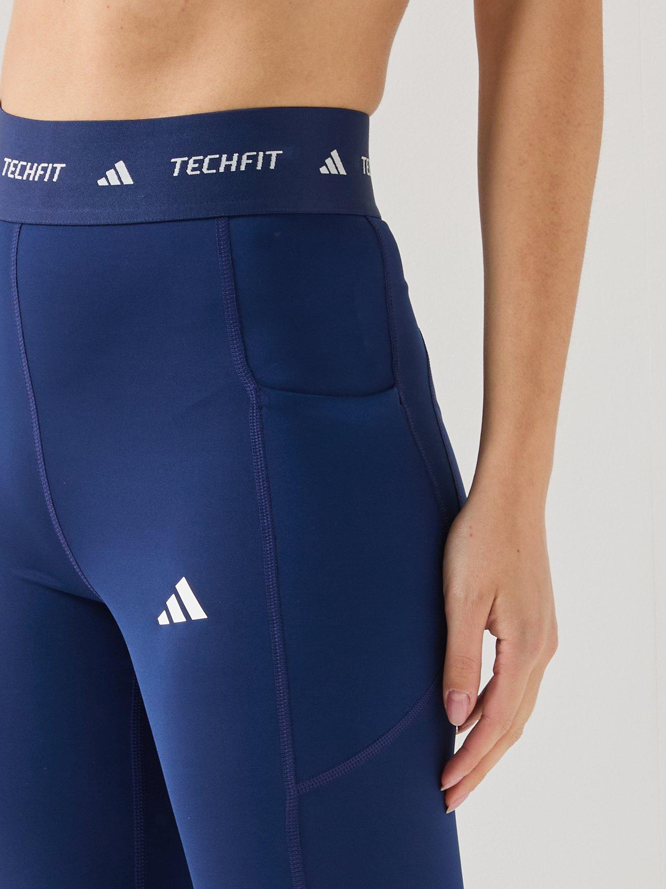 Image 4 of 5 of adidas TECHFIT Stash Pocket Full-Length Leggings - Navy