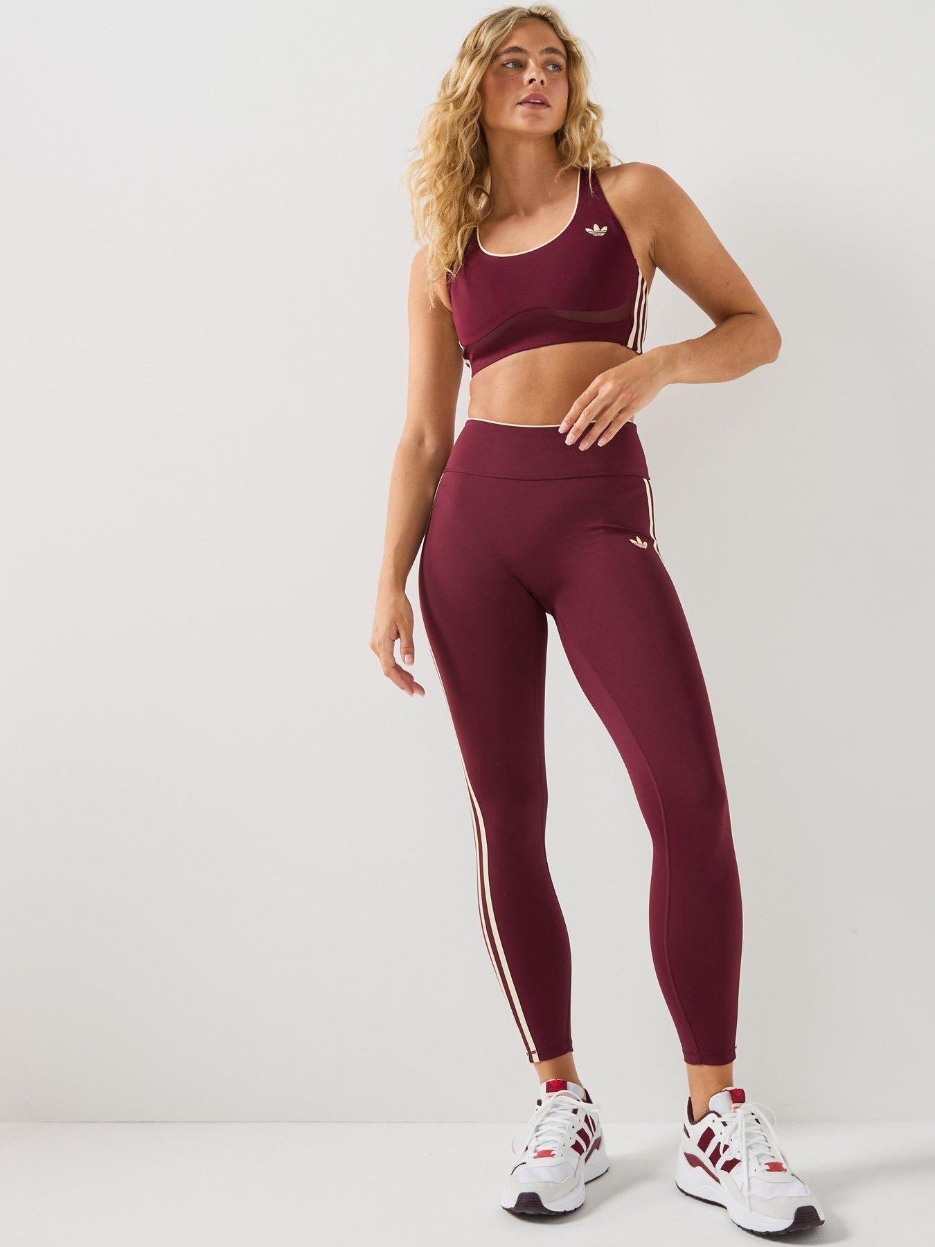 Image 3 of 6 of adidas Originals Womens Sports Training Tights- Burgundy
