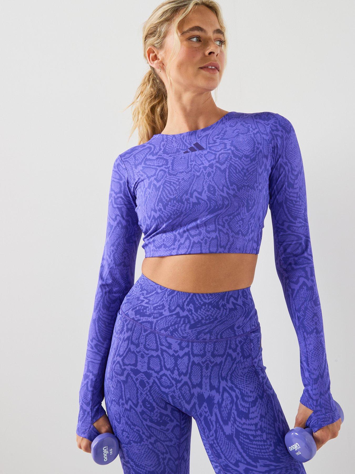 adidas Women's PrimeLift Workout Snake Twist Reversible Long Sleeve Top - Purple