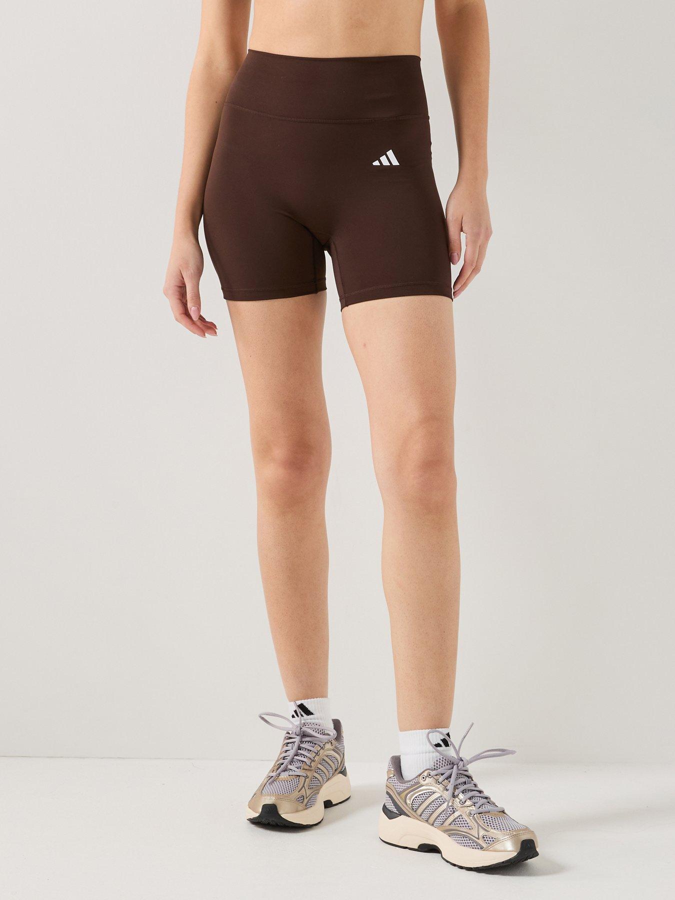 Image 1 of 6 of adidas Womens Training Optime Workout Essentials Shorts - Brown