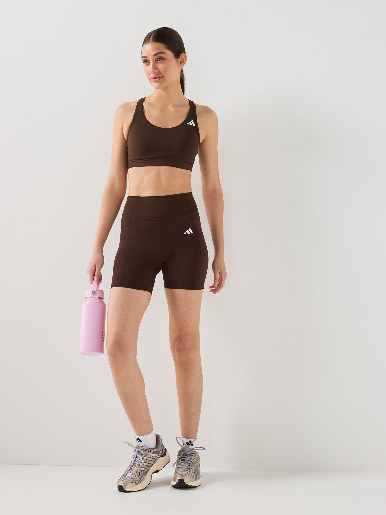 Image 3 of 6 of adidas Womens Training Optime Workout Essentials Shorts - Brown