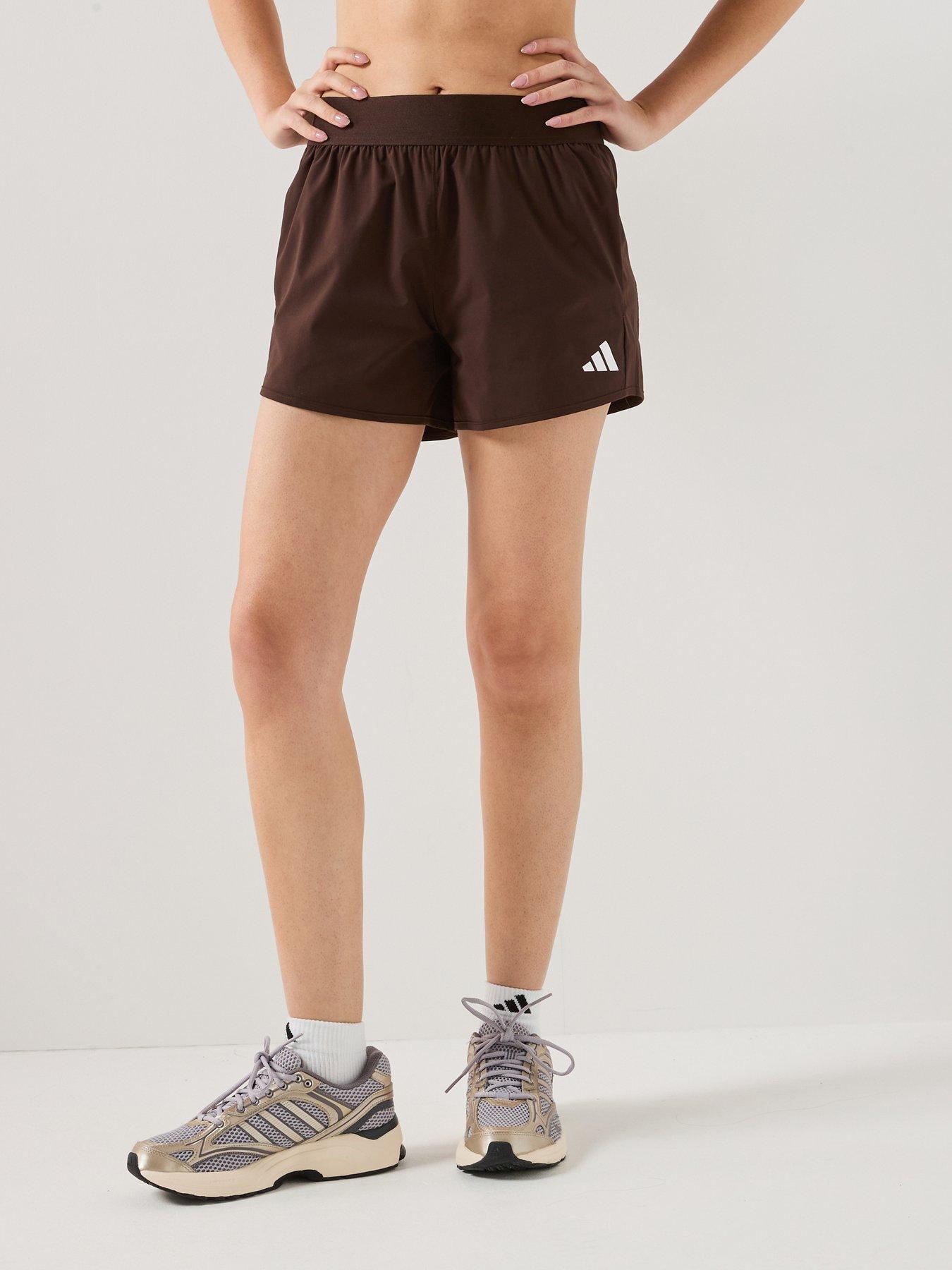 Image 1 of 6 of adidas Womens Training Intensity 4 Inch Pacer Shorts - Brown