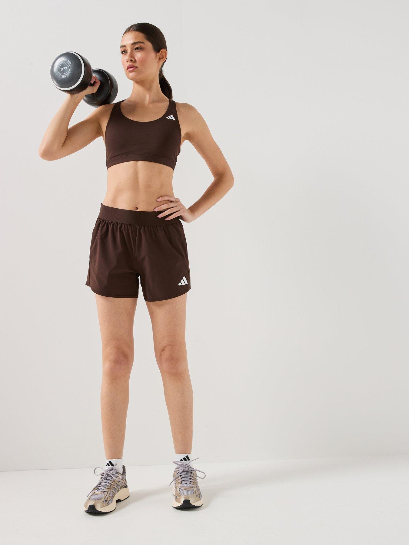Image 3 of 6 of adidas Womens Training Intensity 4 Inch Pacer Shorts - Brown