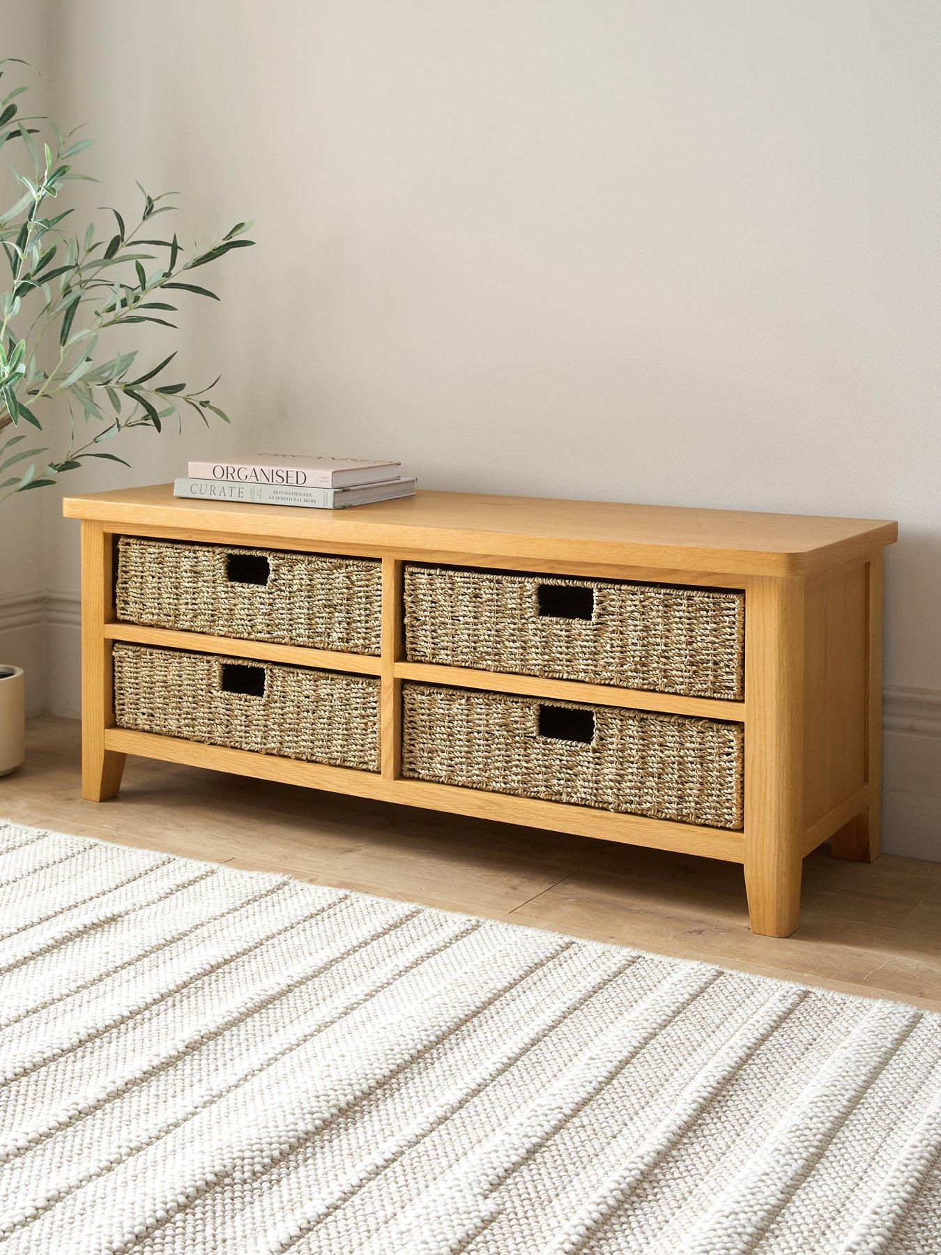 The Very Collection Ashwin Hallway Storage Bench - Rustic Oak