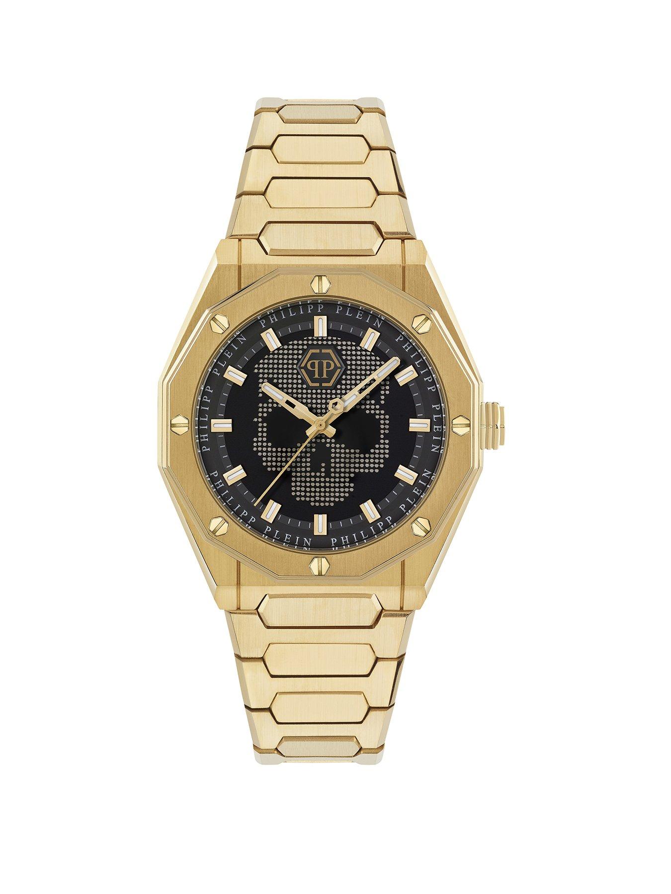 Philipp Plein PHILIPP PLEIN, PLEIN DELUXE 44MM GOLD TONE CASE WITH BLACK DIAL AND GOLD TONE BRACELET