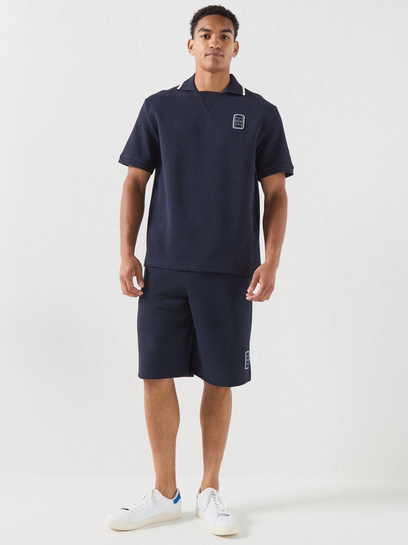 Image 6 of 6 of Lacoste Premium Embroidered Sweat Shorts - Navy