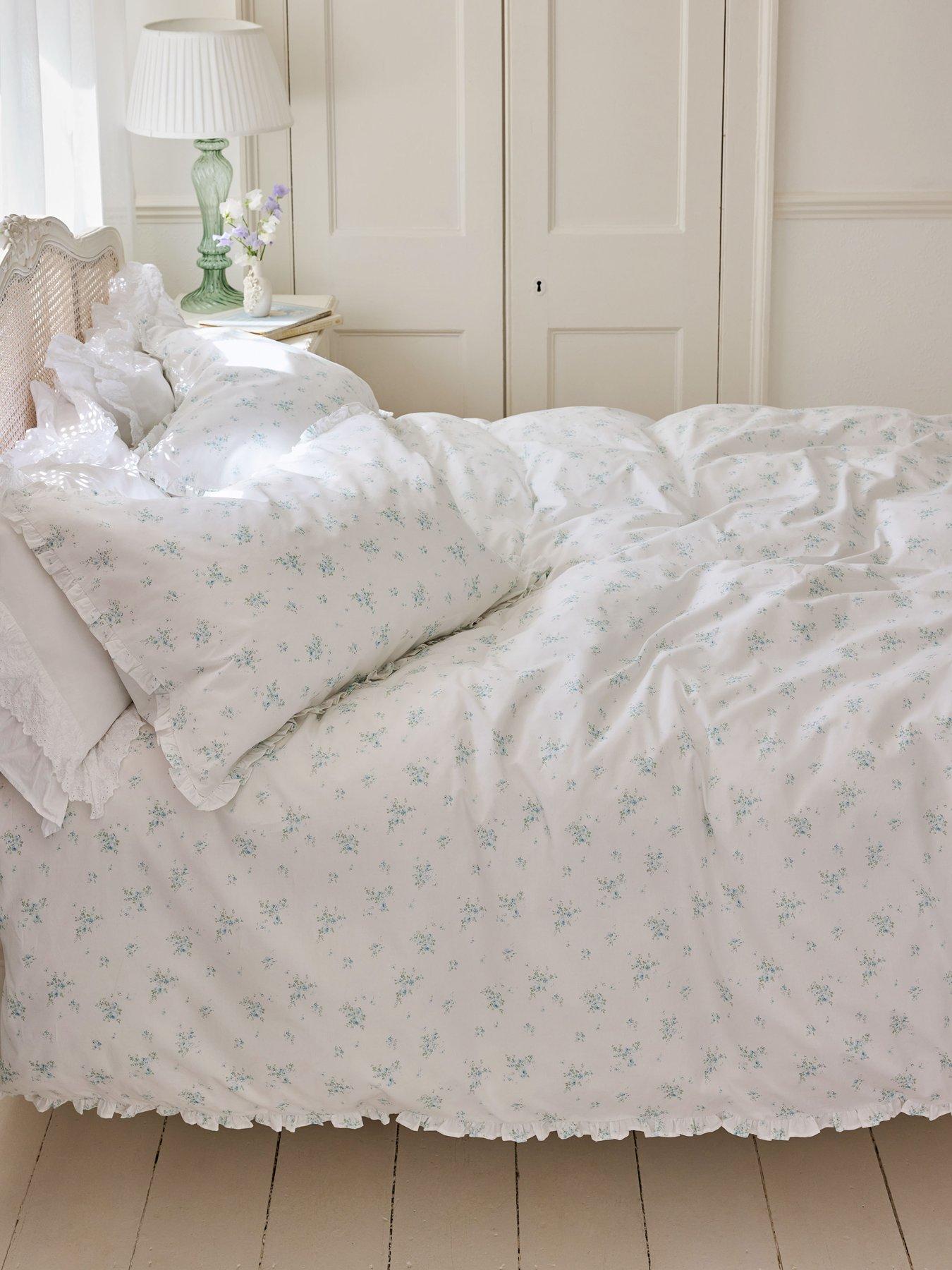 Image 1 of 7 of Shabby Chic Rosabelle Quilt Set White &amp; Blue