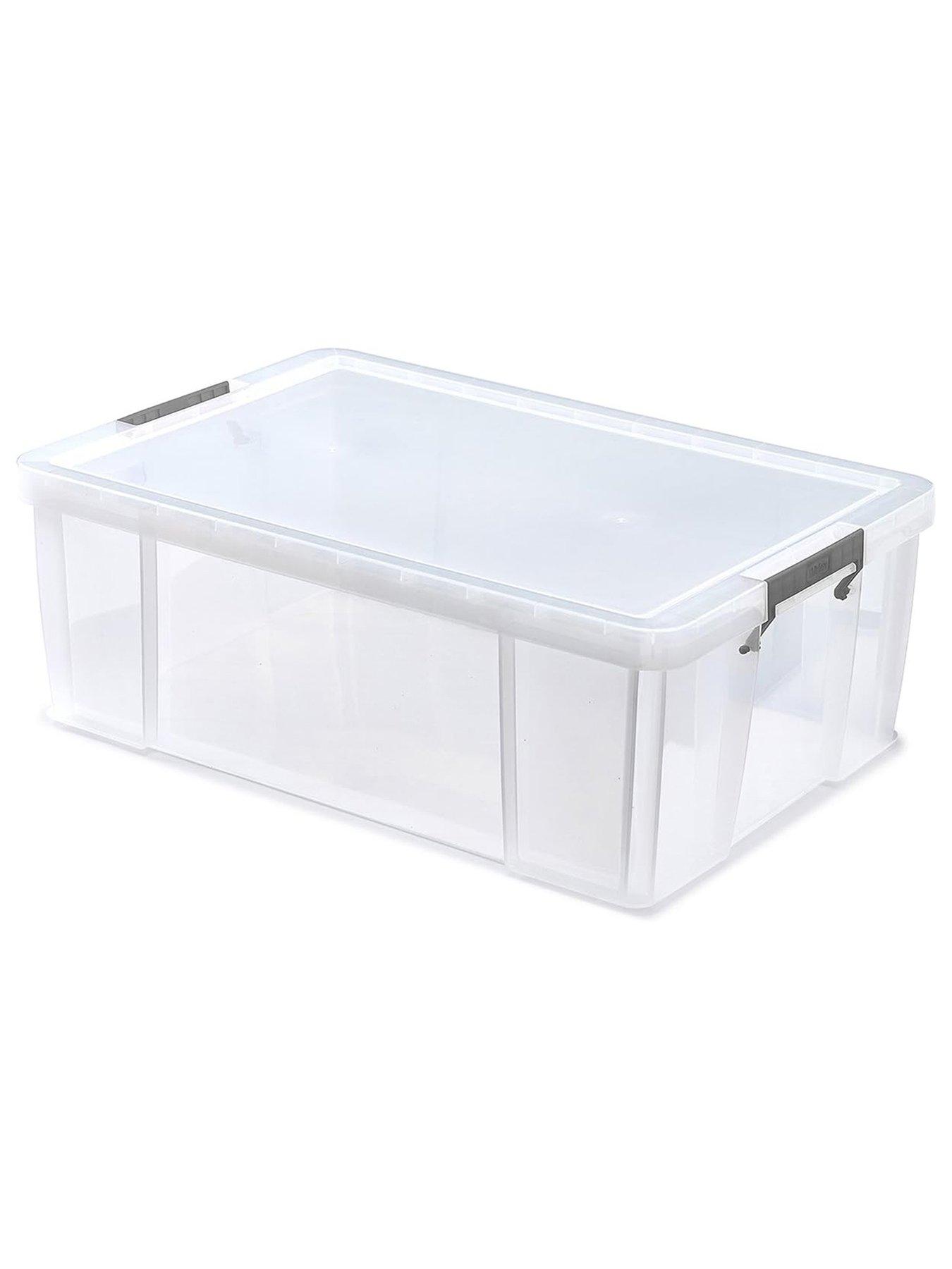 Whitefurze Allstore 51l Plastic Storage Box With Lid & Clamps