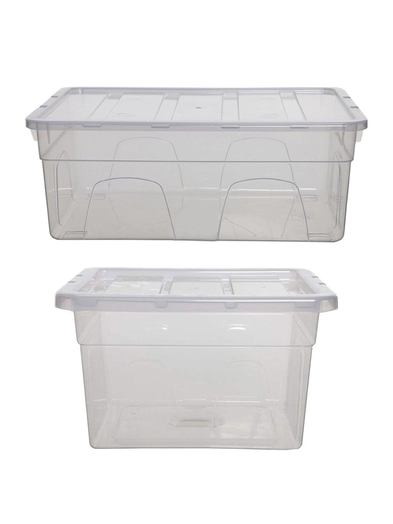 Whitefurze Spacemaster Midi & Maxi Storage Boxes With Lids, Clear, 2 Piece Set