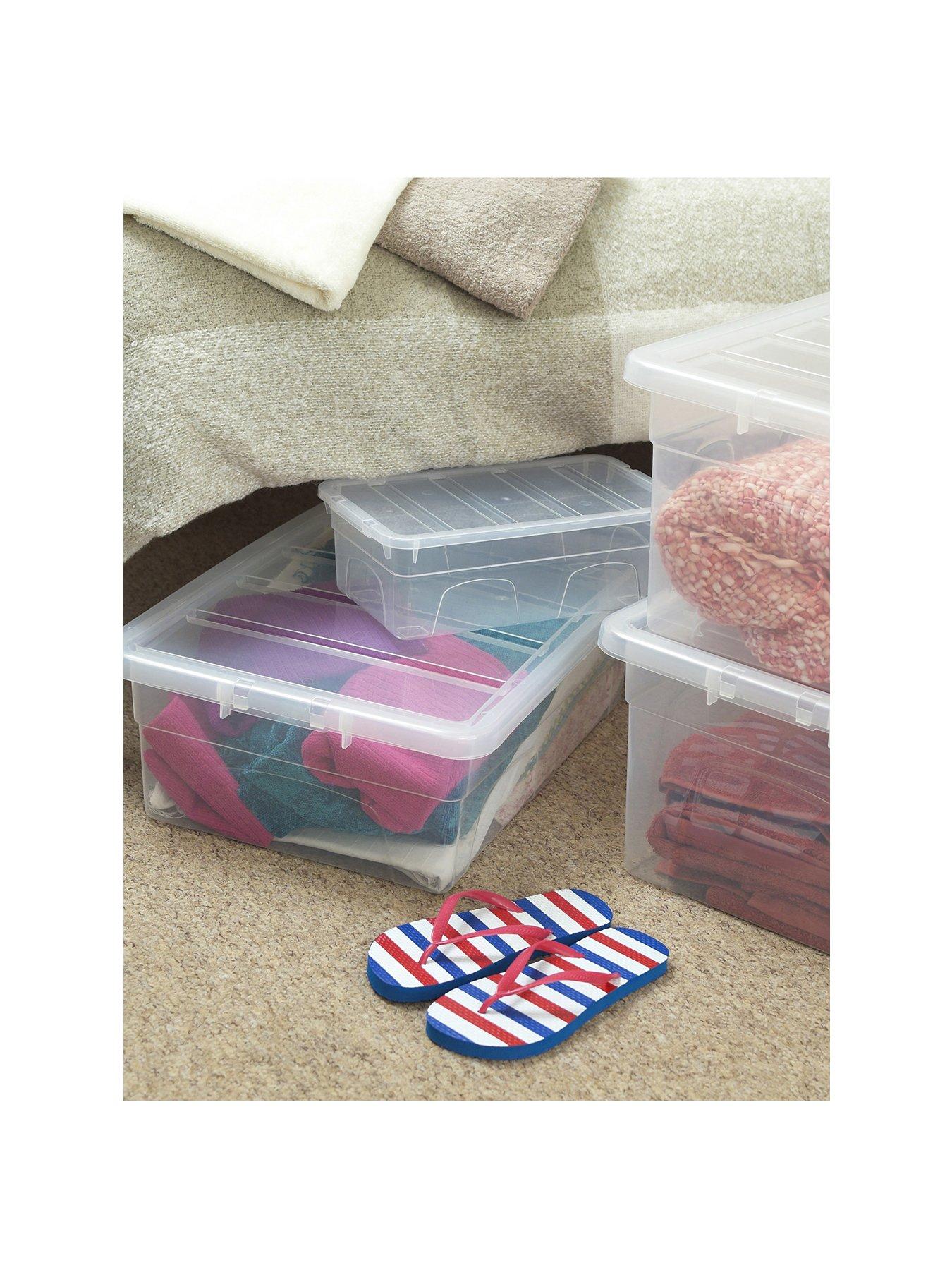 Image 2 of 4 of Whitefurze Whitefurze Spacemaster Midi & Maxi Storage Boxes With Lids, Clear, 2 Piece Set