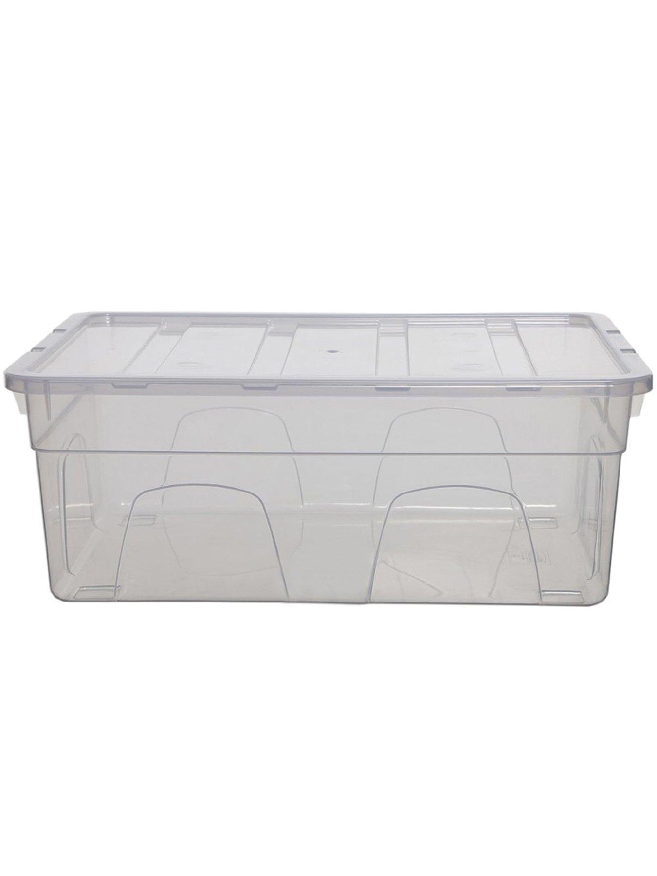 Image 3 of 4 of Whitefurze Whitefurze Spacemaster Midi & Maxi Storage Boxes With Lids, Clear, 2 Piece Set