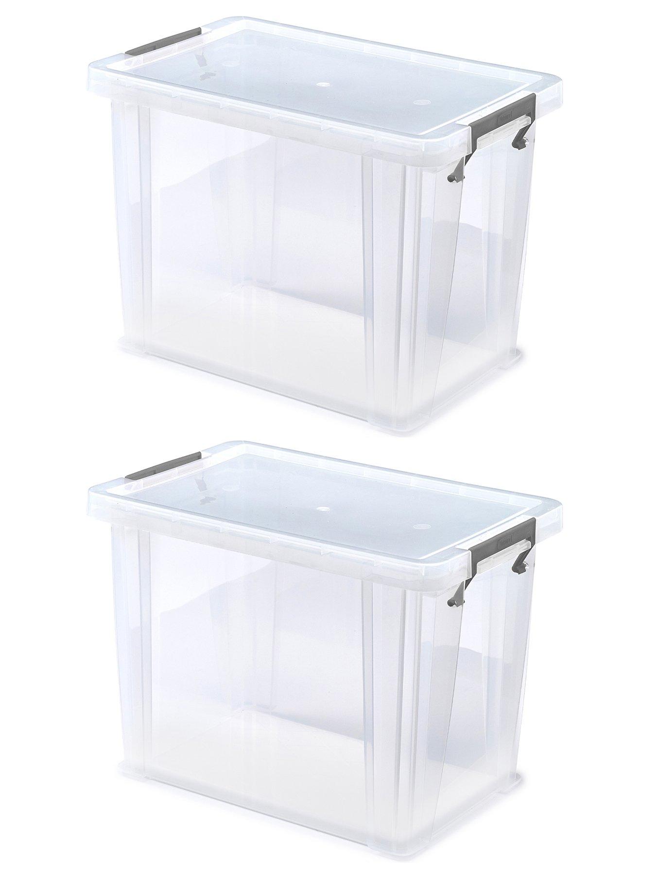 Whitefurze Whitefurze Allstore Set Of 2 Storage Boxes With Lids 18.5L