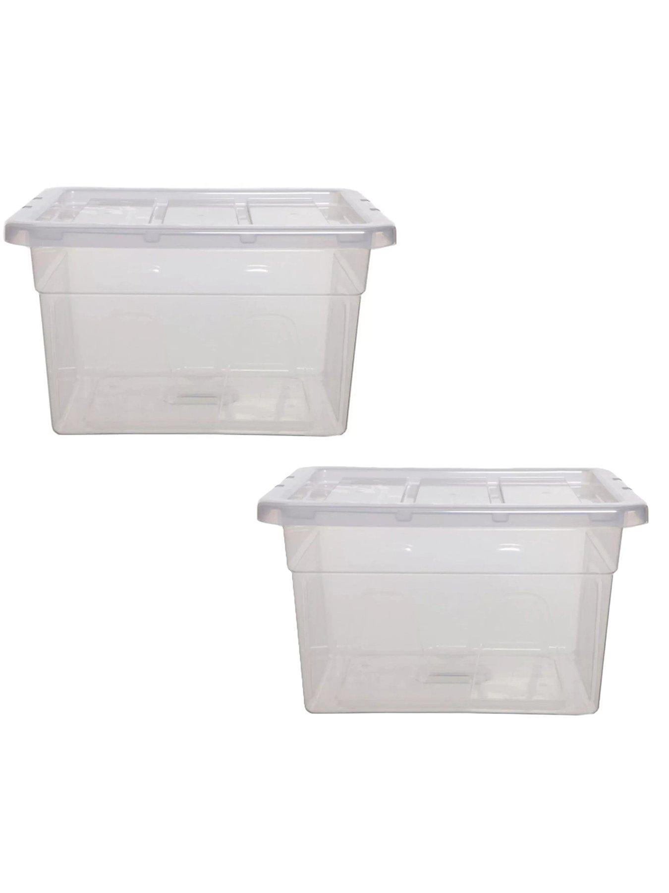Whitefurze Spacemaster Maxi Set Of 2 Rectangular Clear Storage Boxes 22l