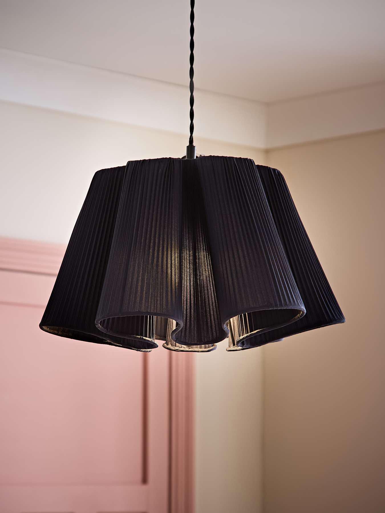 ValueLights Jemima Navy Blue Pleated Scalloped Easy Fit Lamp Shade