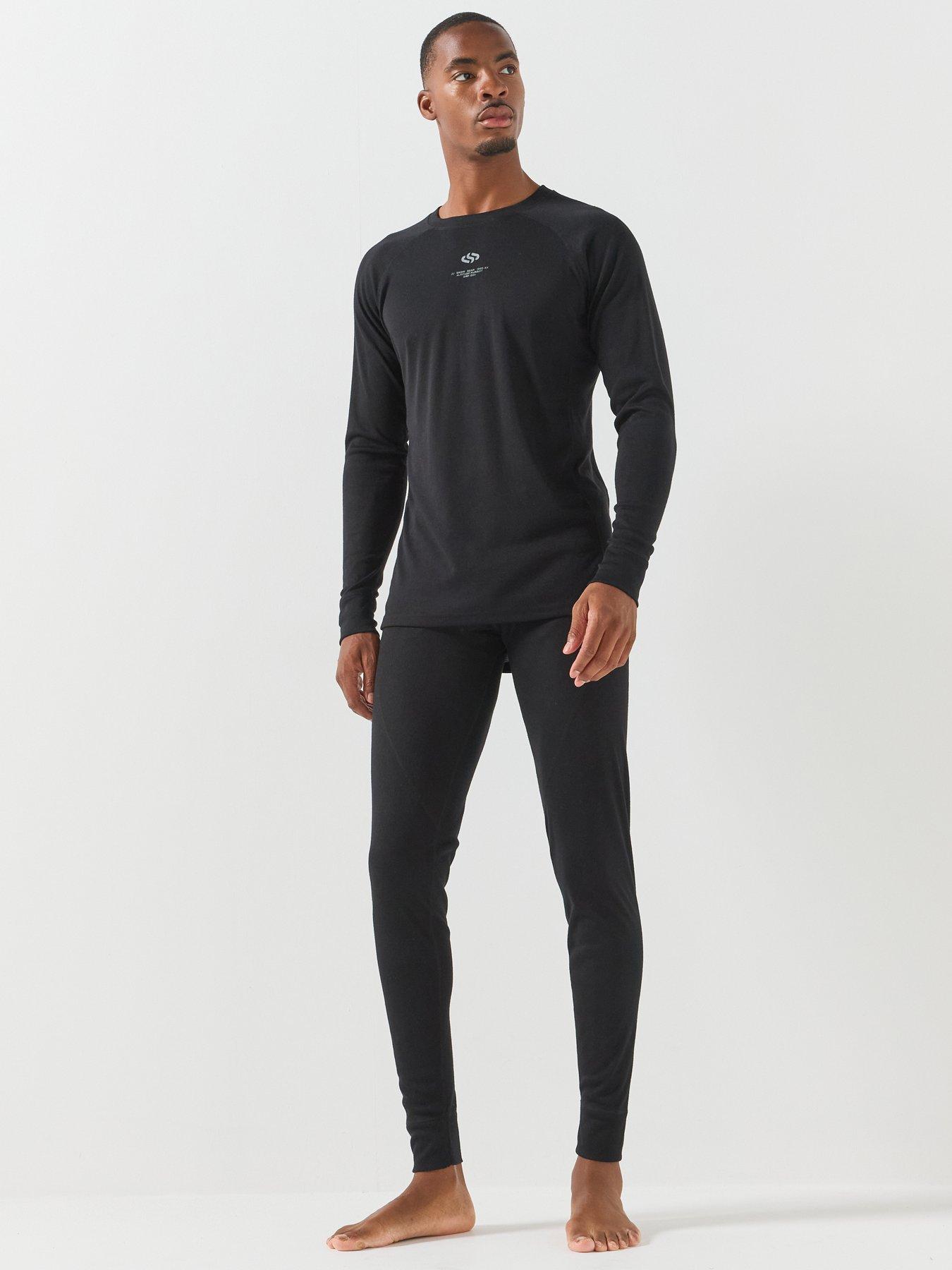 Jack & Jones Mens Long Sleeve Stretch Baselayer Set - Black
