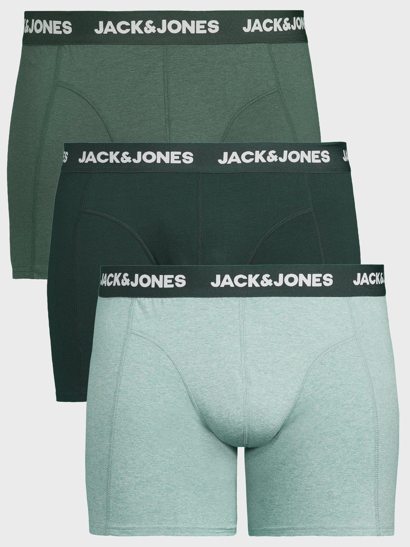 Jack & Jones Plus Fax 3 Pack Trunks - Multi in Light Green Melange