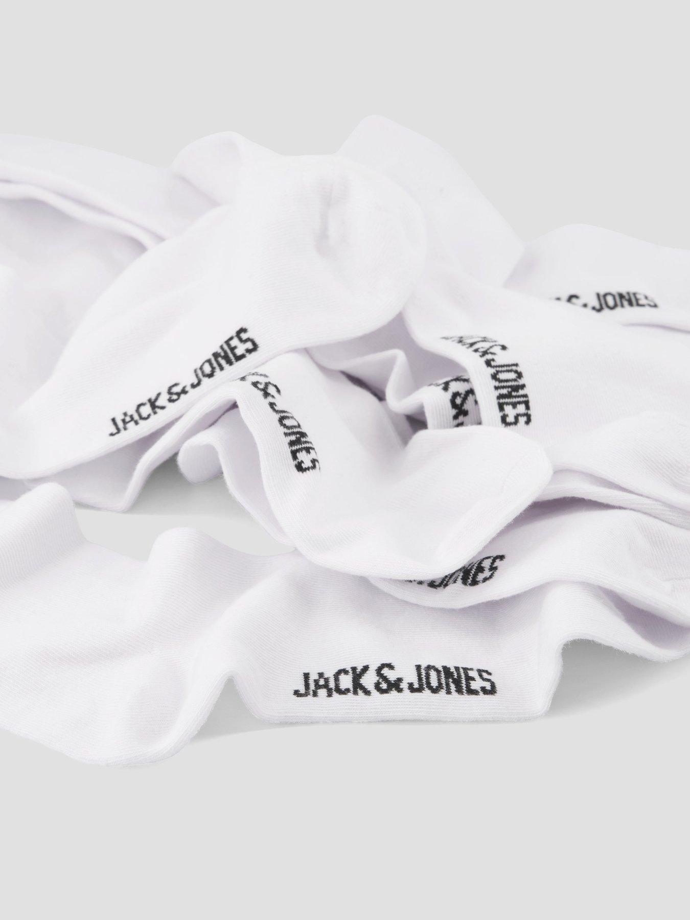 Image 2 of 3 of Jack & Jones Mens Jens 5 Pack Cotton-Rich Stretch Ankle Socks - White
