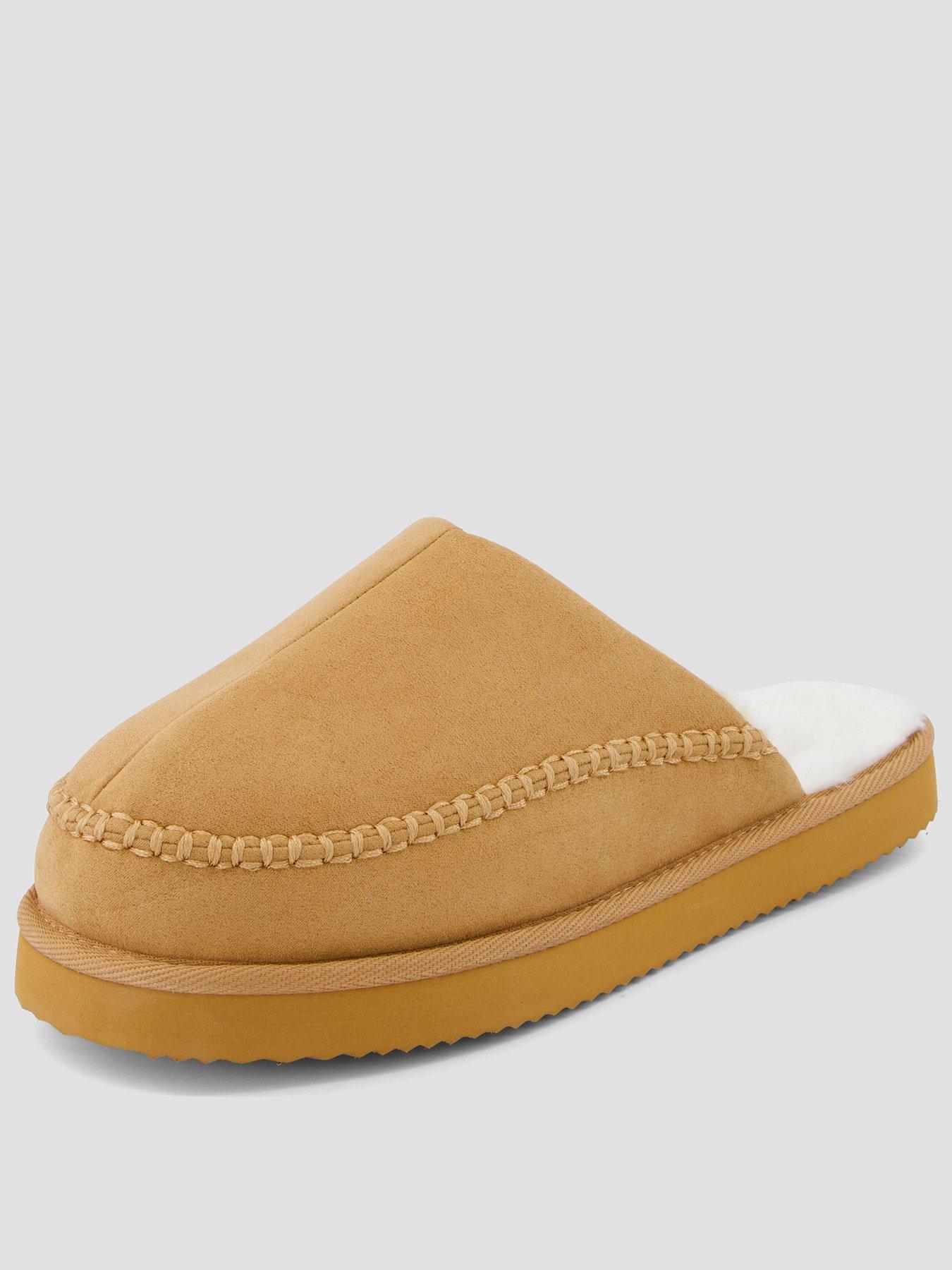 Image 1 of 7 of Jack & Jones Mens Faux-Fur Lined Mule Slippers - Cognac