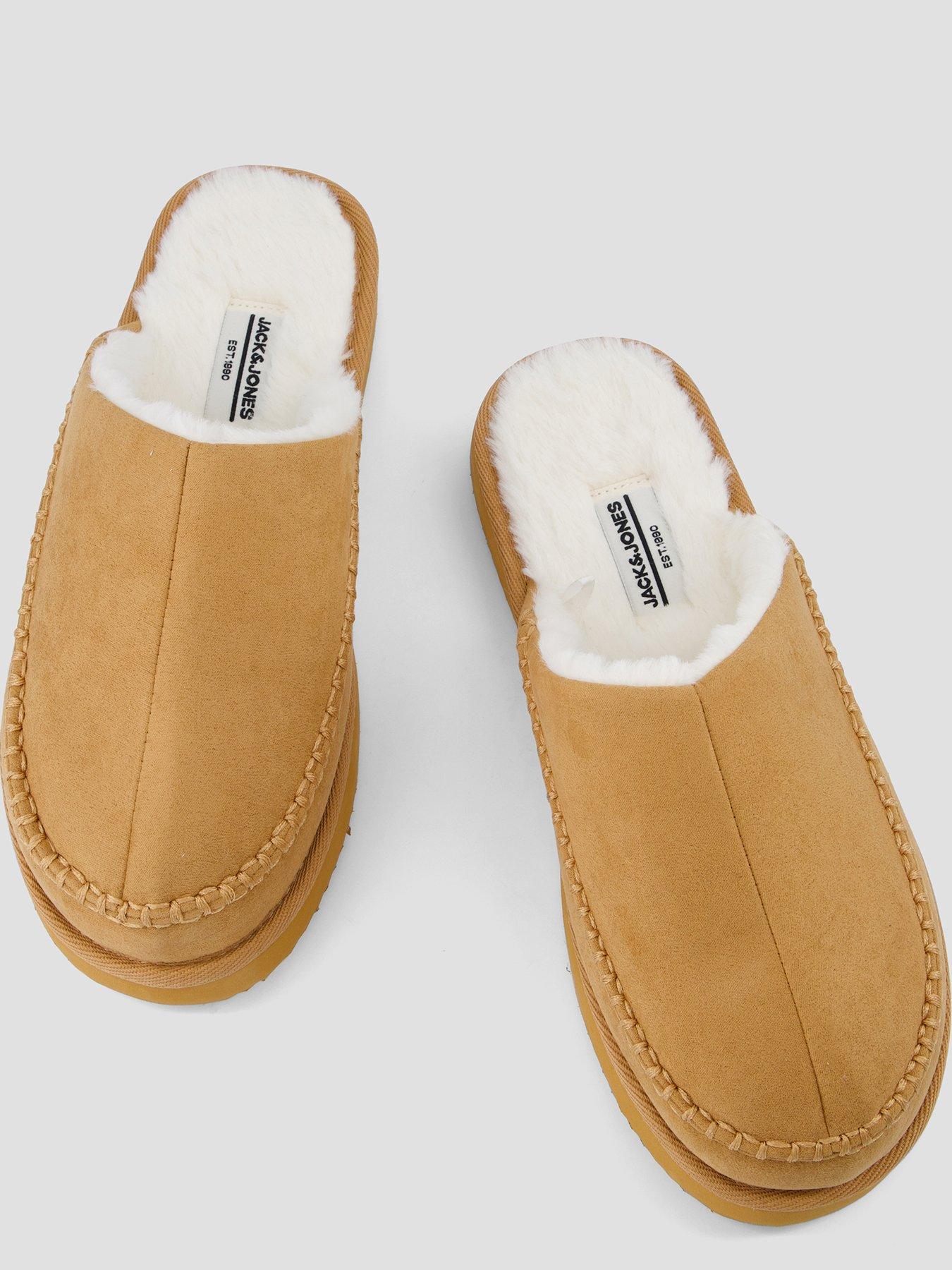 Image 3 of 7 of Jack & Jones Mens Faux-Fur Lined Mule Slippers - Cognac