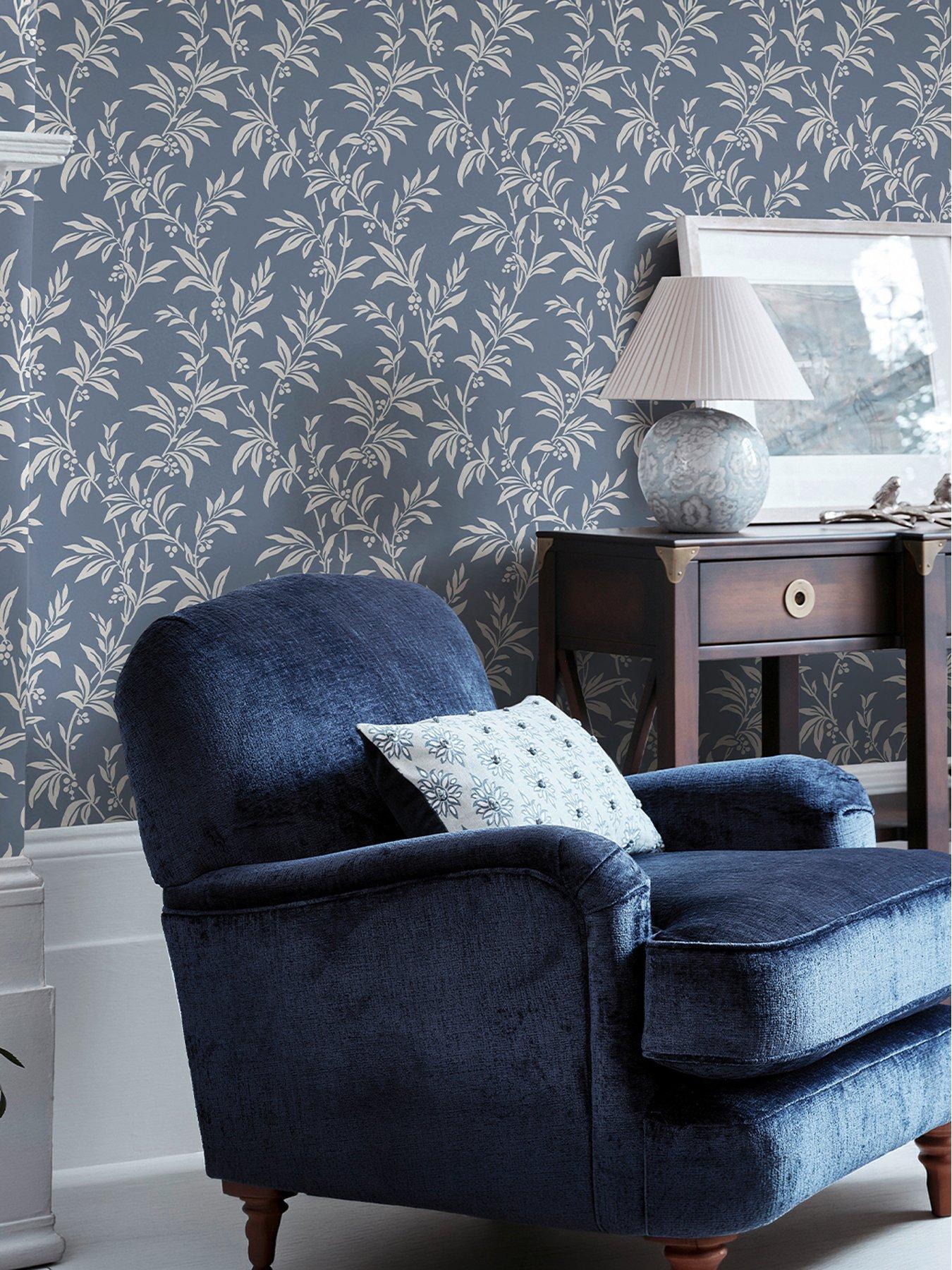 Laura Ashley Laura Ashley Paxford Leaves Dark Seaspray Wallpaper