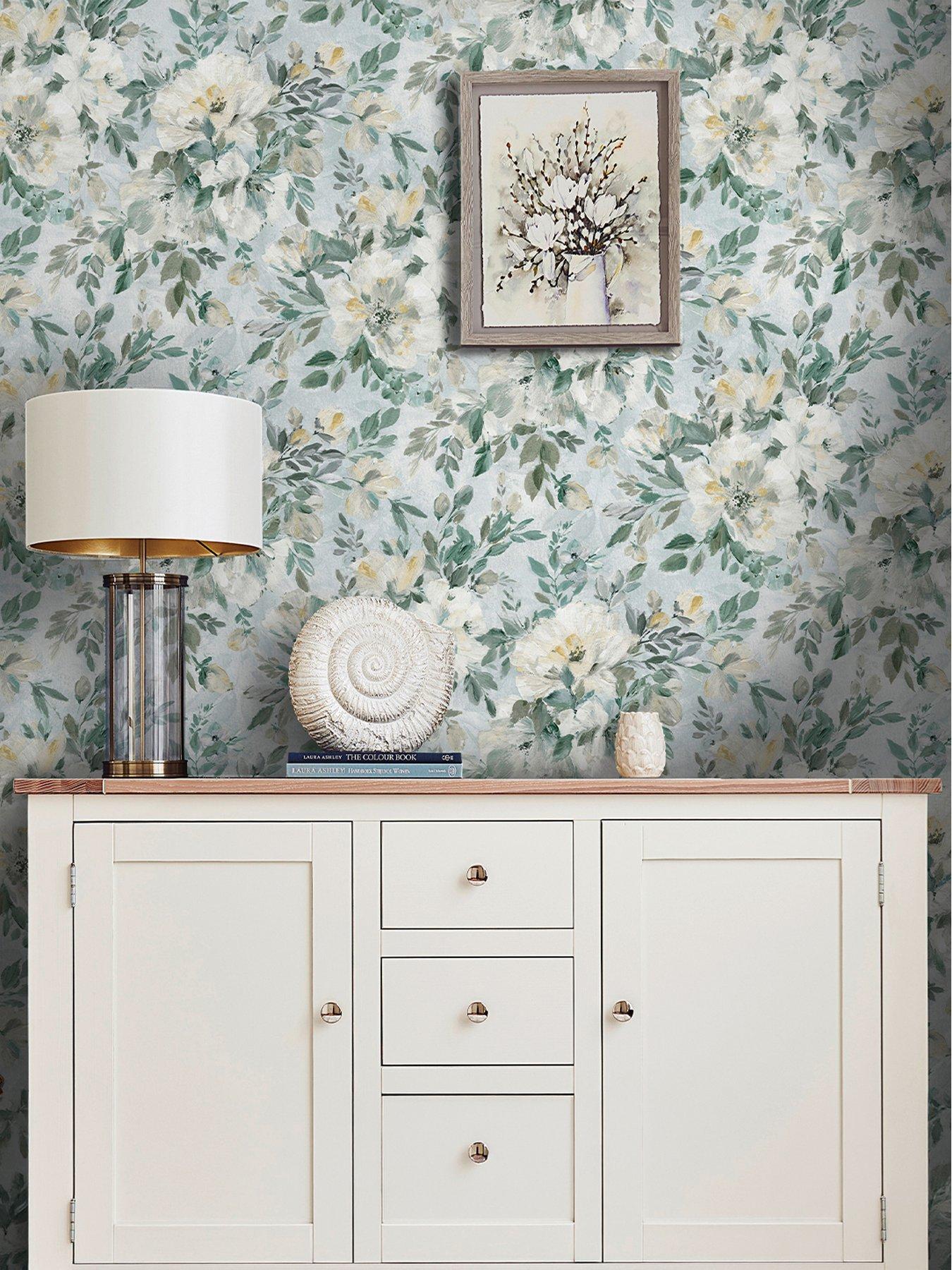 Laura Ashley Laura Ashley Elowen Peony Pale Teal Wallpaper