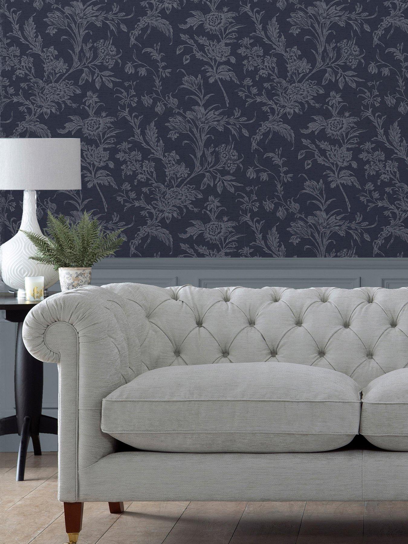 Laura Ashley Laura Ashley Lloyd Midnight Seaspray Wallpaper