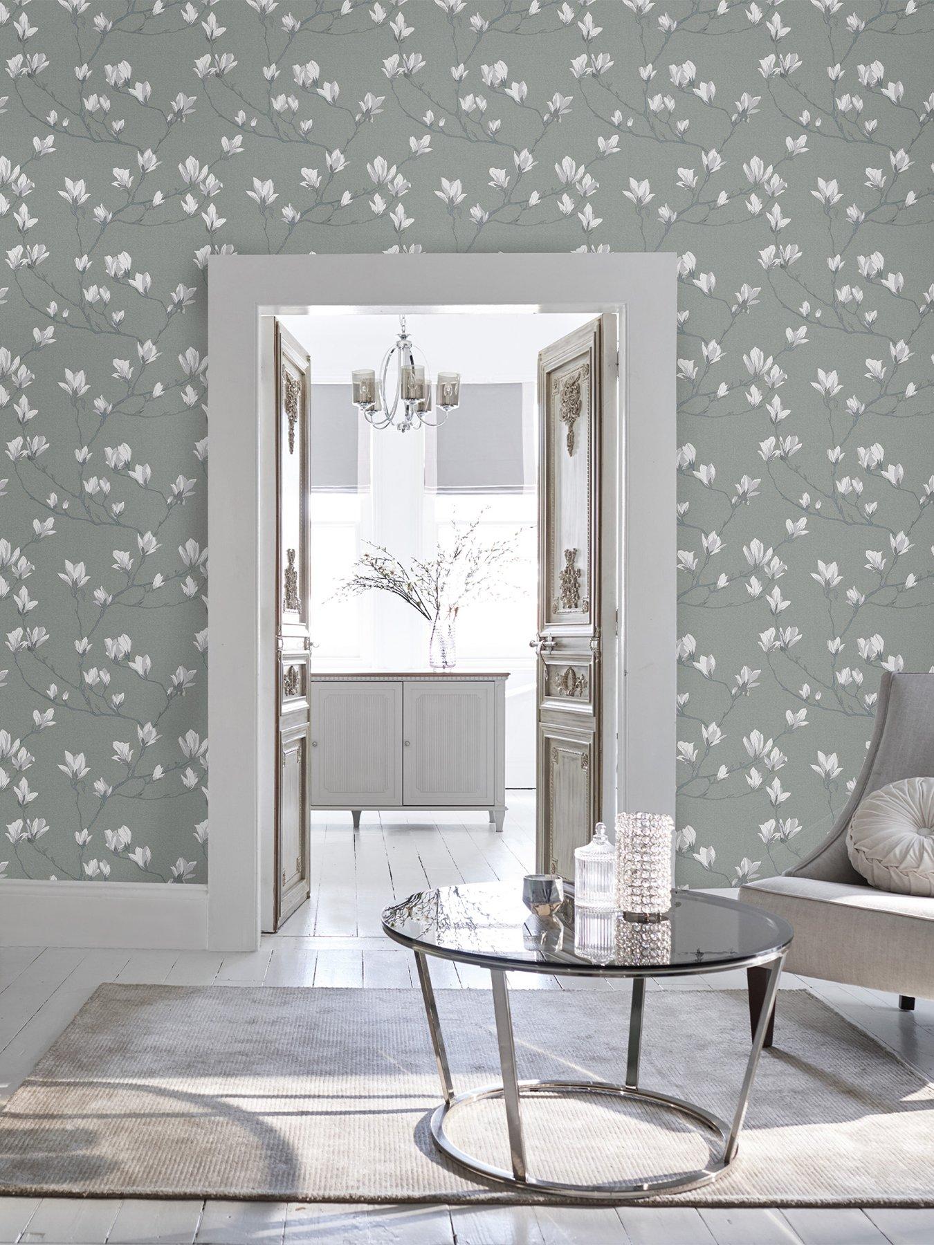 Laura Ashley Laura Ashley Magnolia Grove Slate Wallpaper