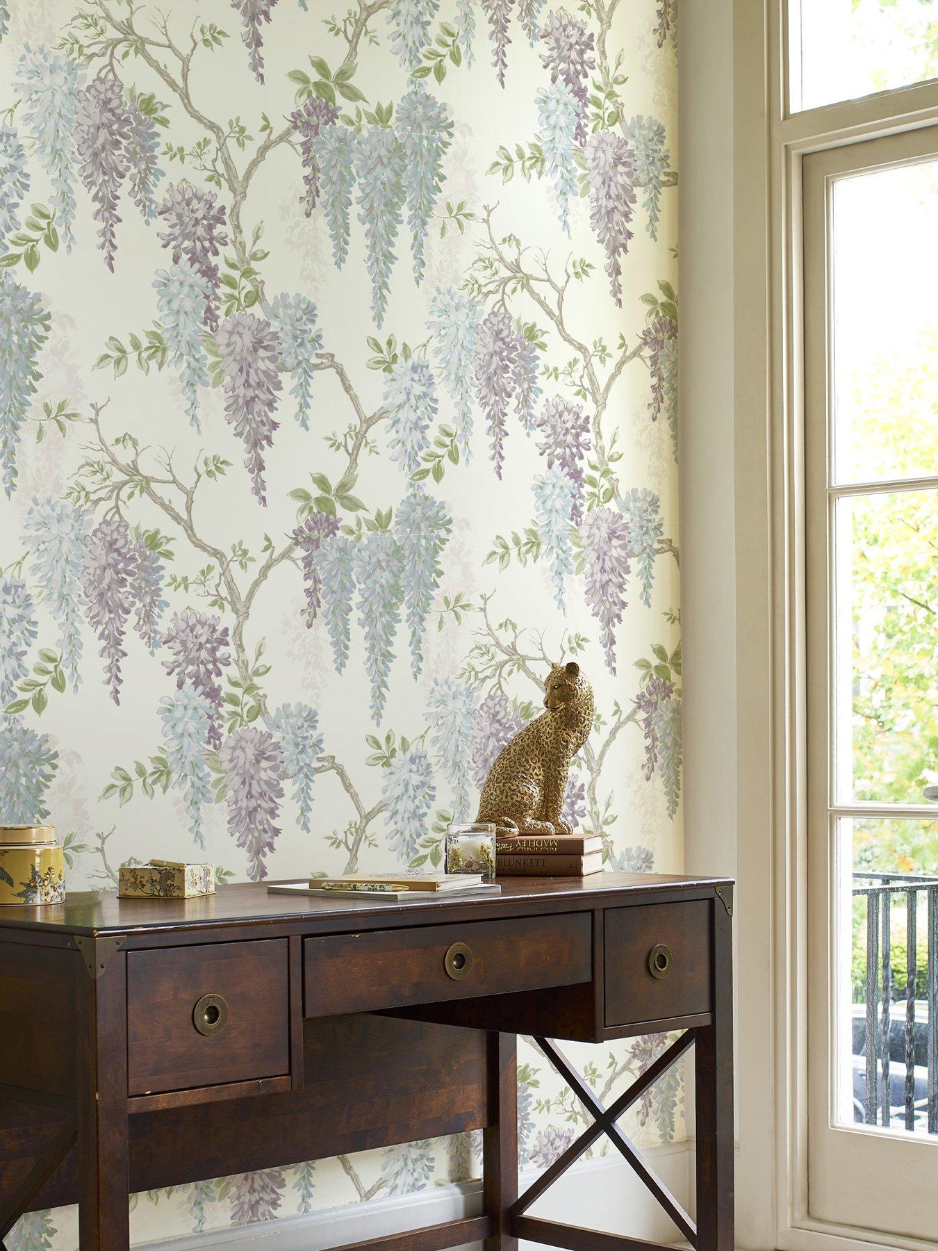 Laura Ashley Laura Ashley Wisteria Garden Pale Iris Wallpaper