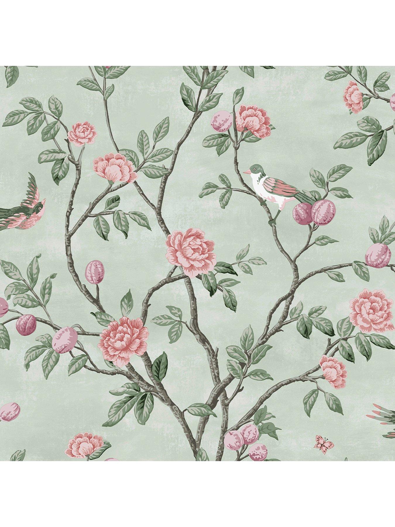 Image 2 of 4 of Laura Ashley Laura Ashley Eglantine Eau De Nil Wallpaper