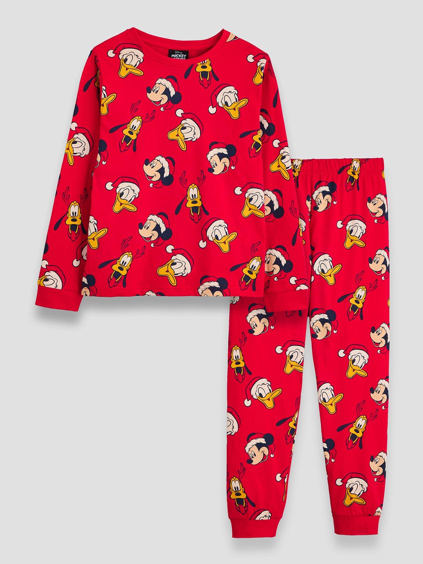 The Very Collection Boys Festive Mickey Mouse Print Pyjamas - Red