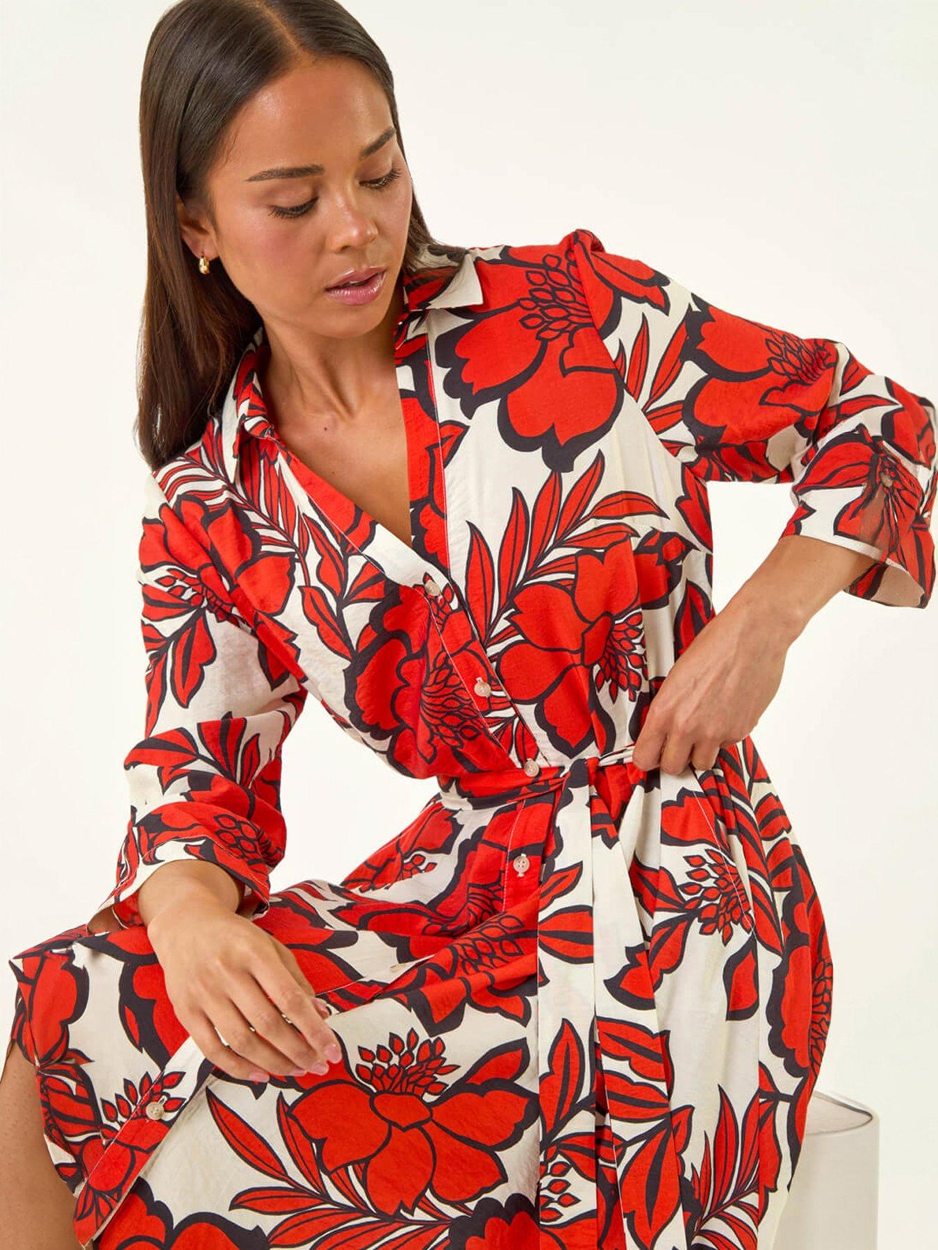 Roman Petite Floral Midi Shirt Dress