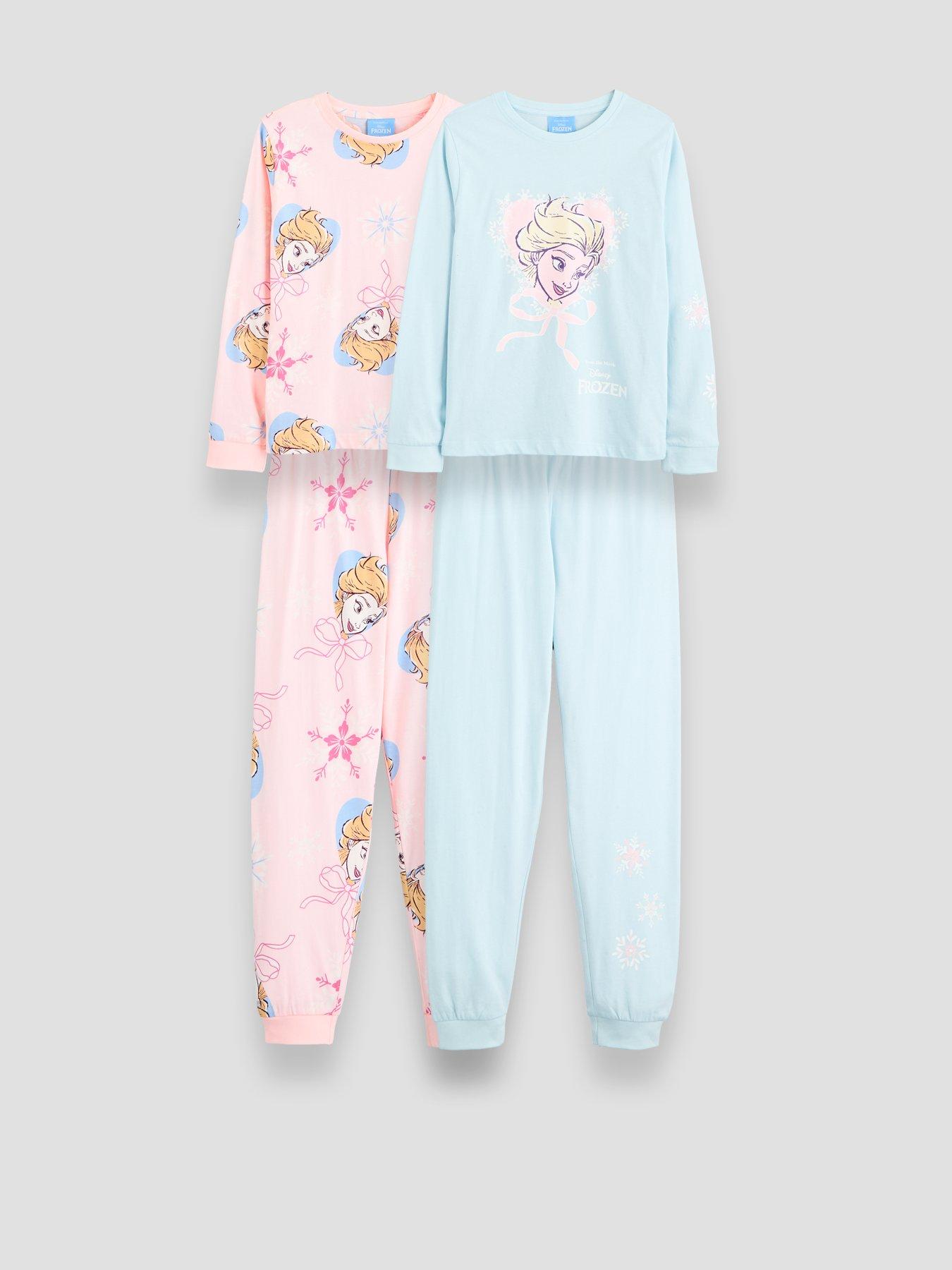 The Very Collection Girls Disney Frozen Character Print 2 Pack Pyjamas - Blue