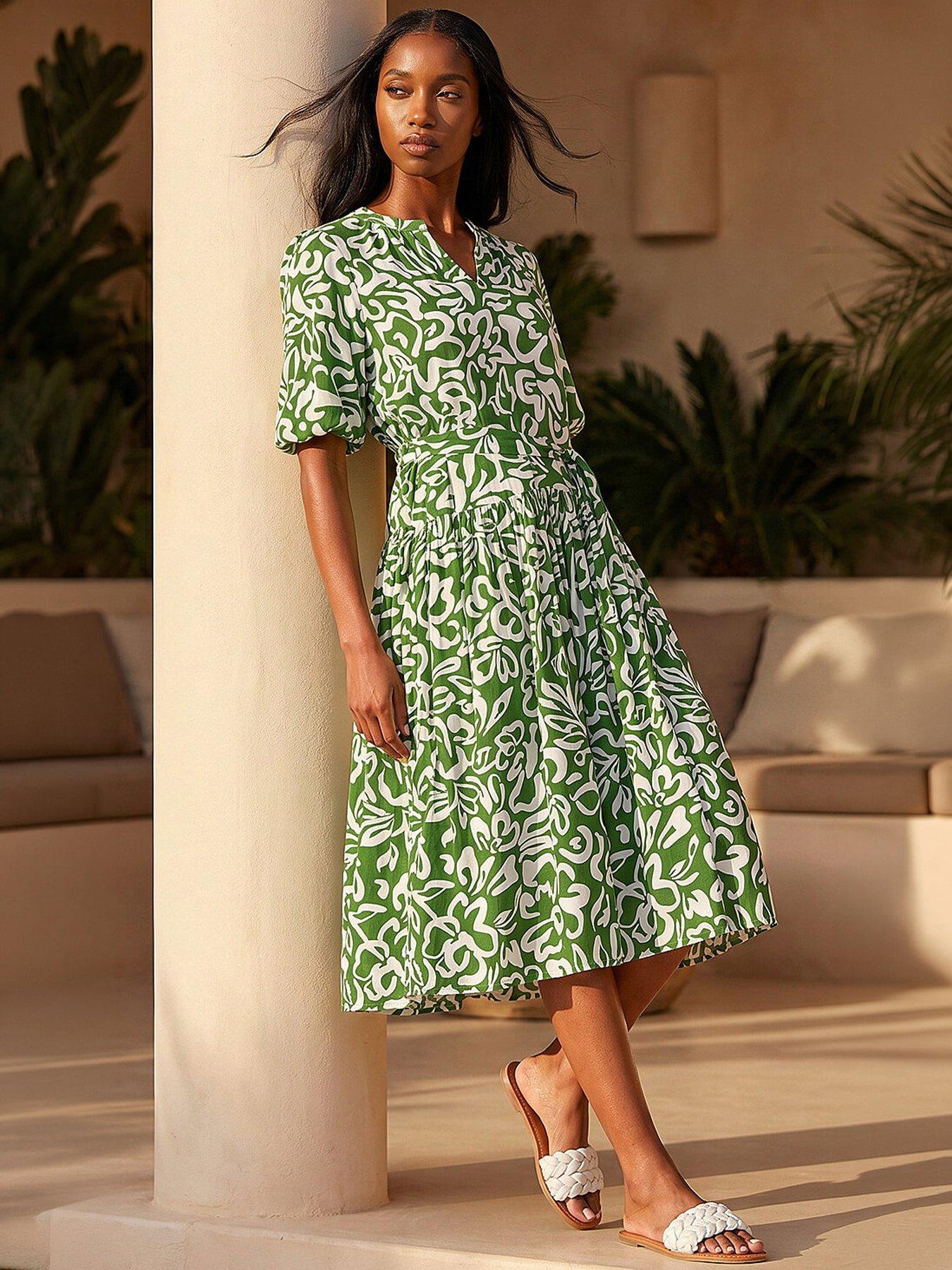 Roman Petite Swirl Print Midi Dress