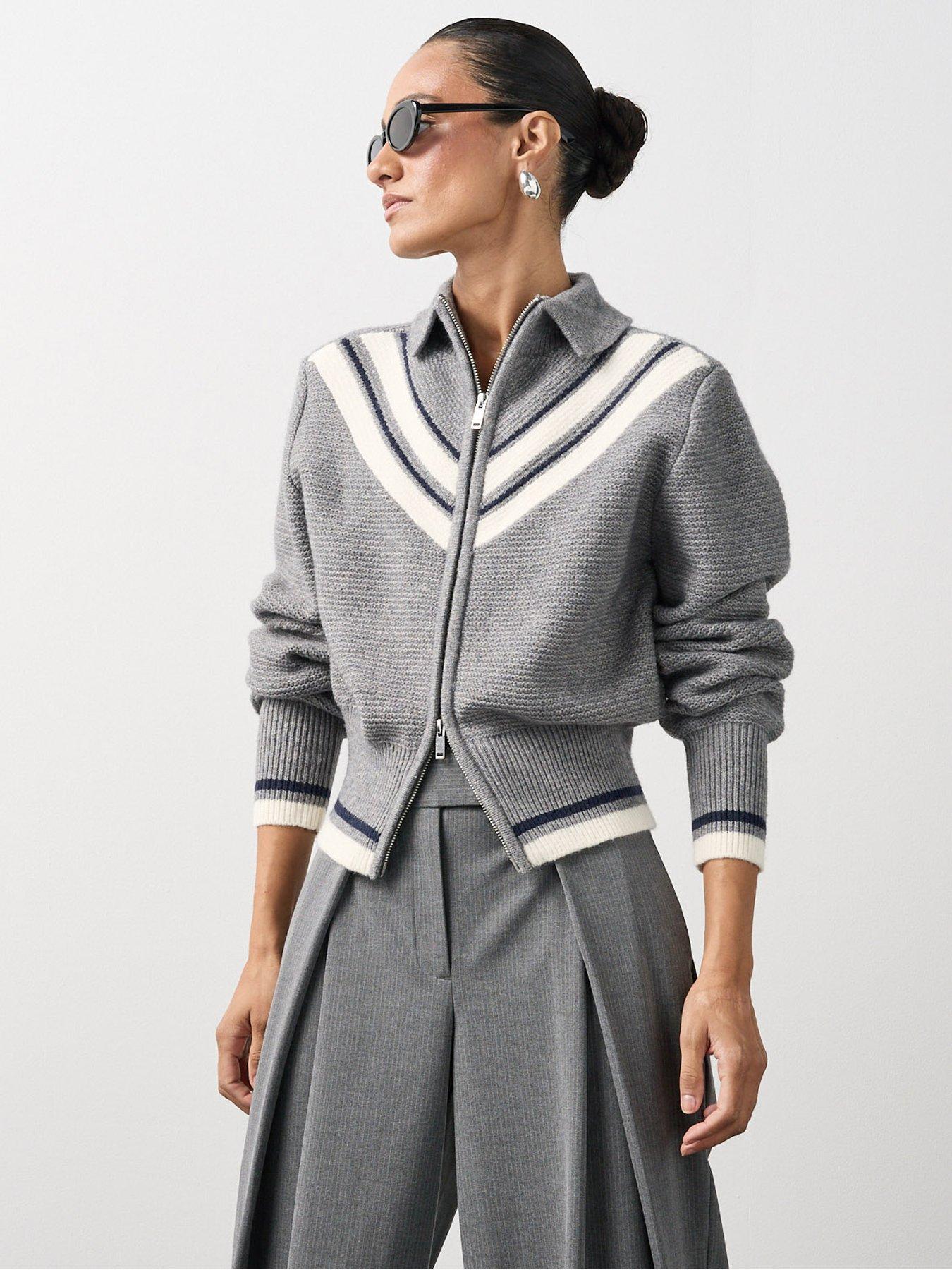 Image 1 of 7 of Michelle Keegan Knitted Zip Through Jacket - Multi
